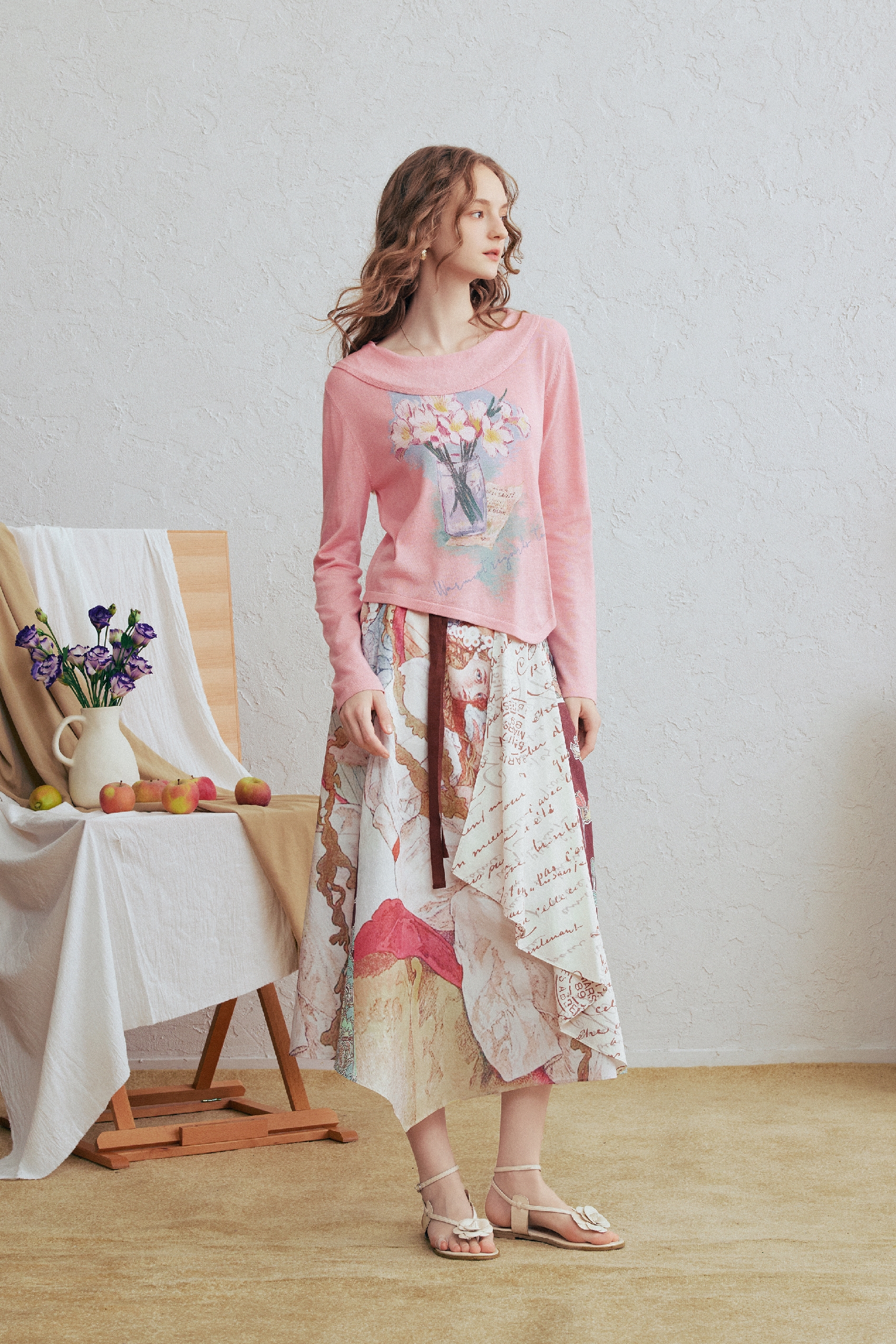 Pink Asymmetrical Knit Sweater