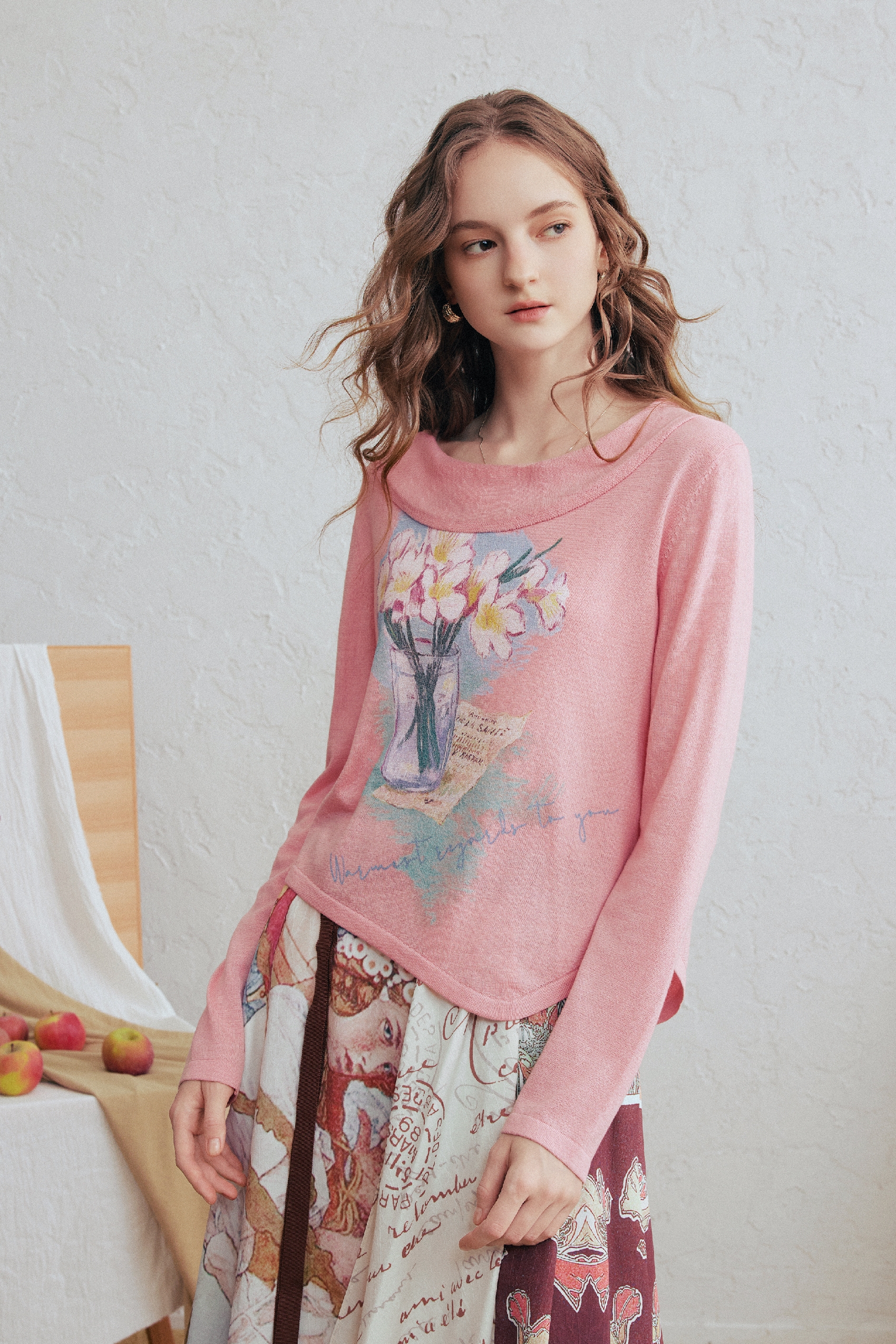 Pink Asymmetrical Knit Sweater