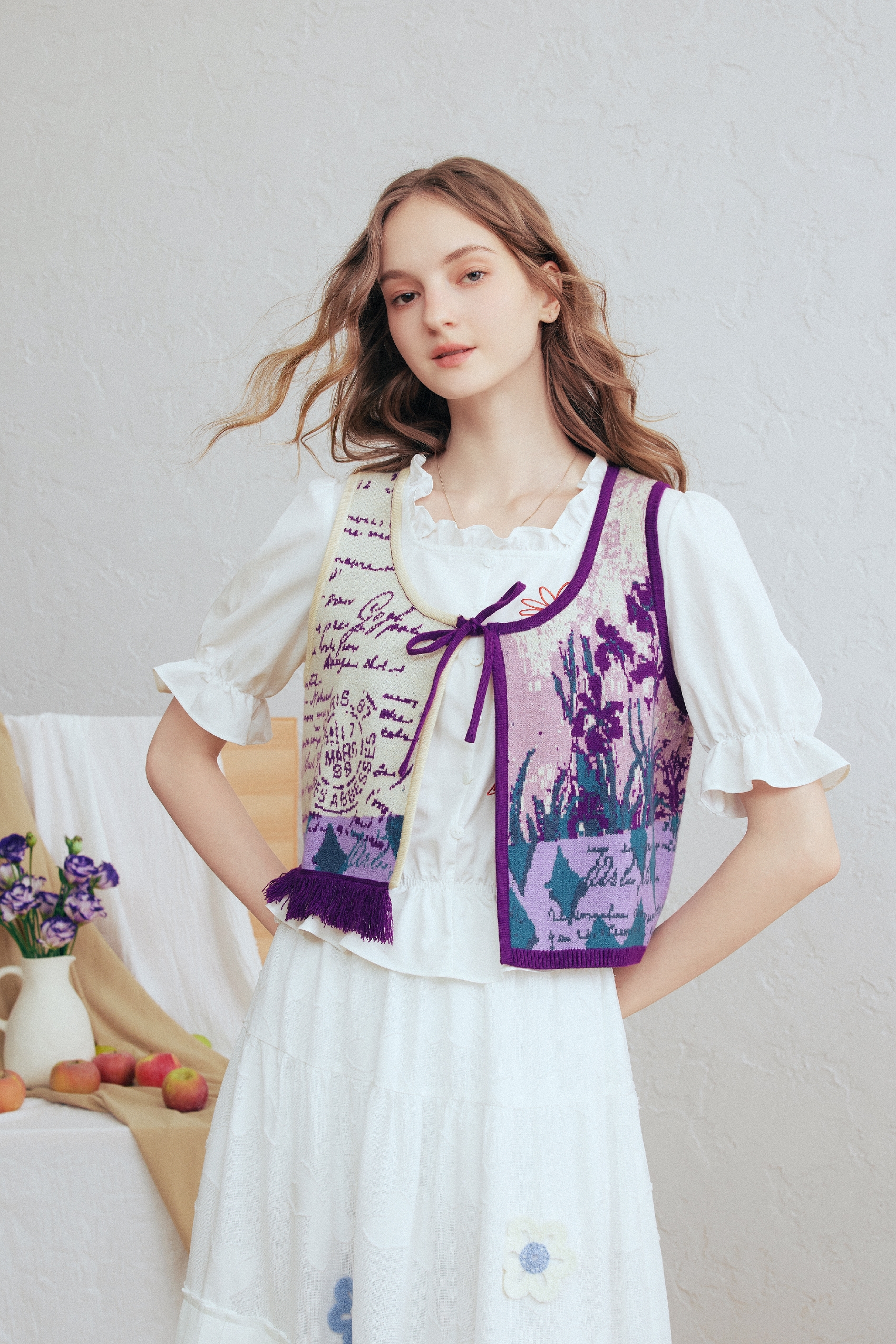 French Oil Painting Knit Cardigan