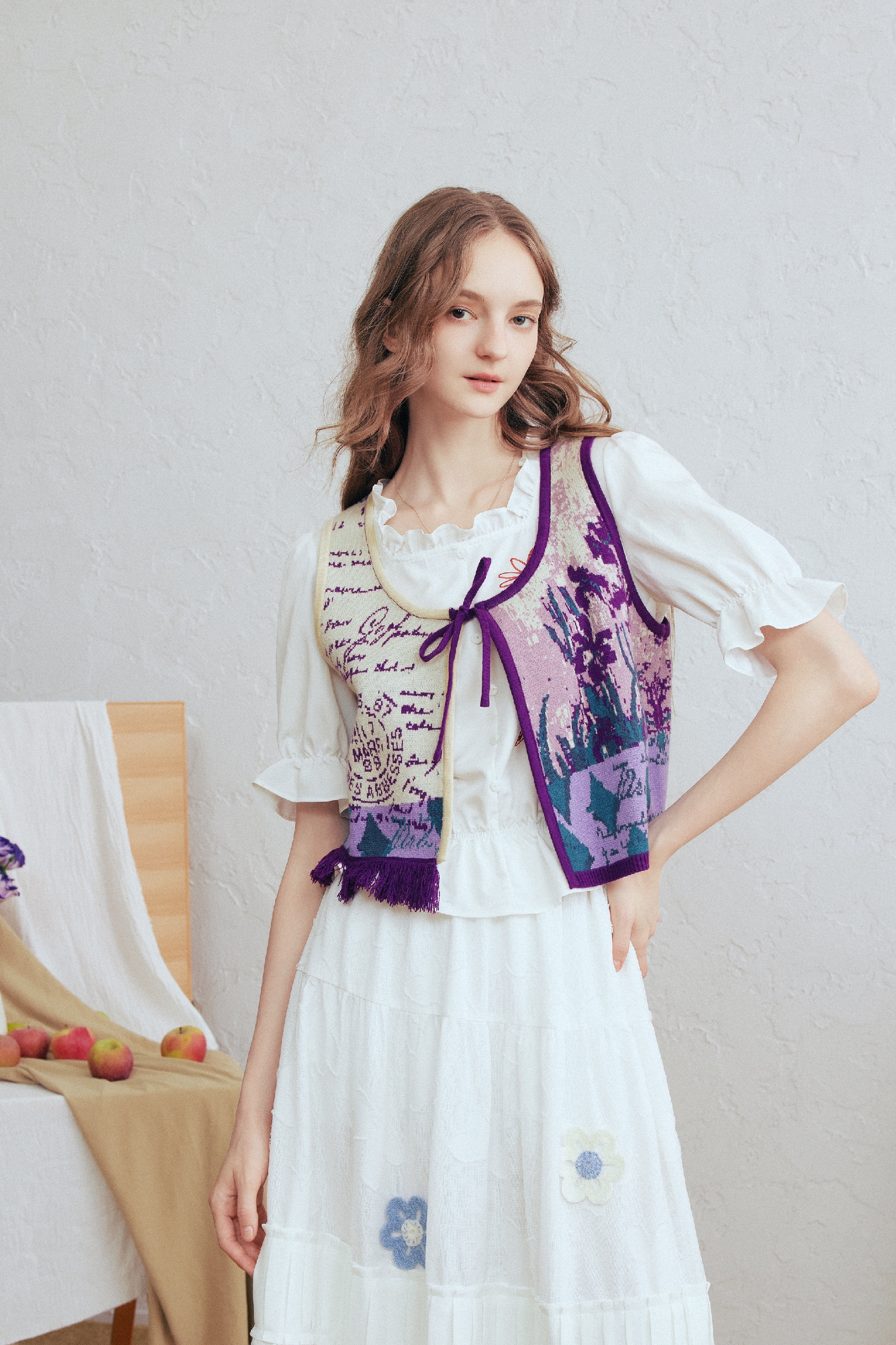 French Oil Painting Knit Cardigan