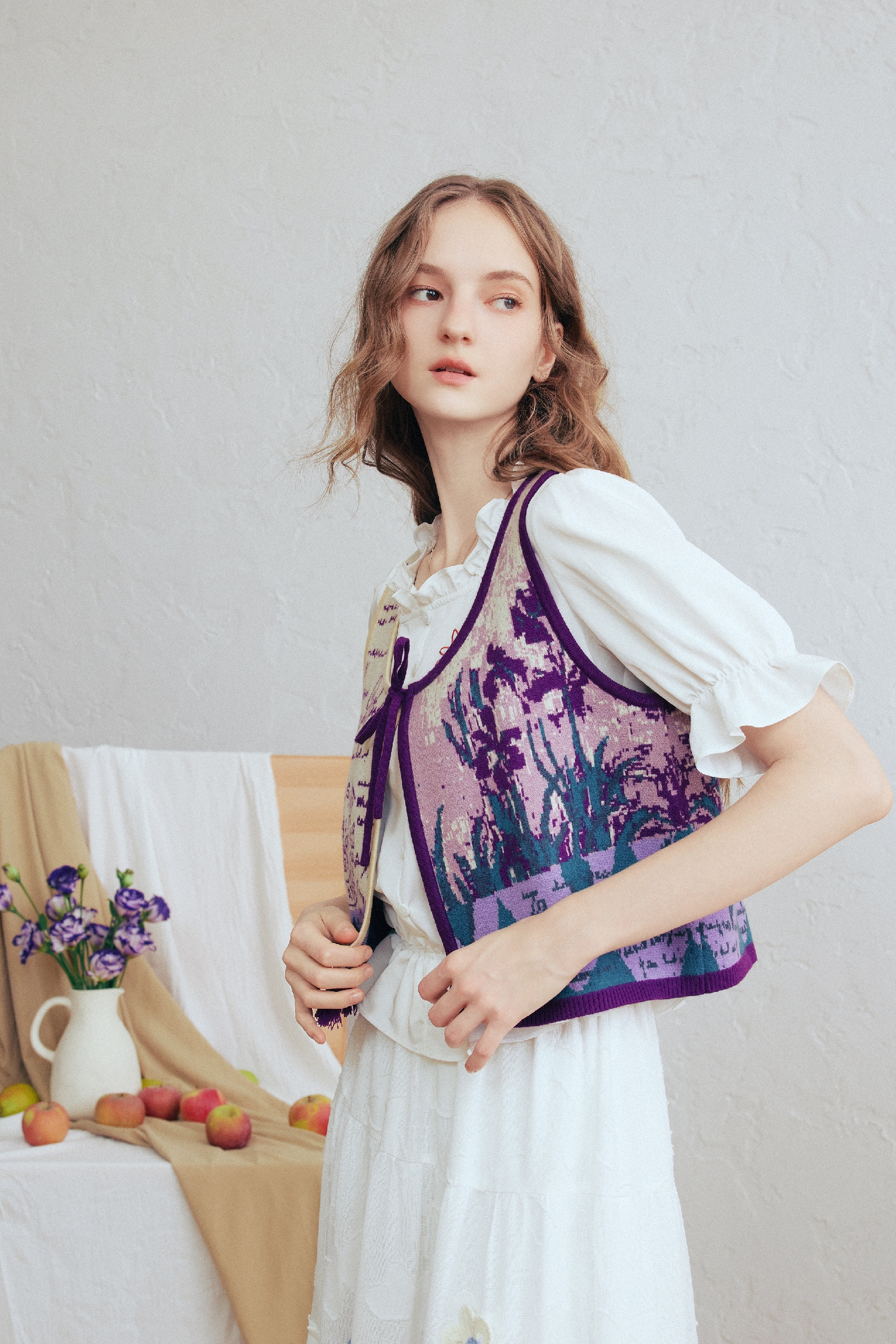 French Oil Painting Knit Cardigan