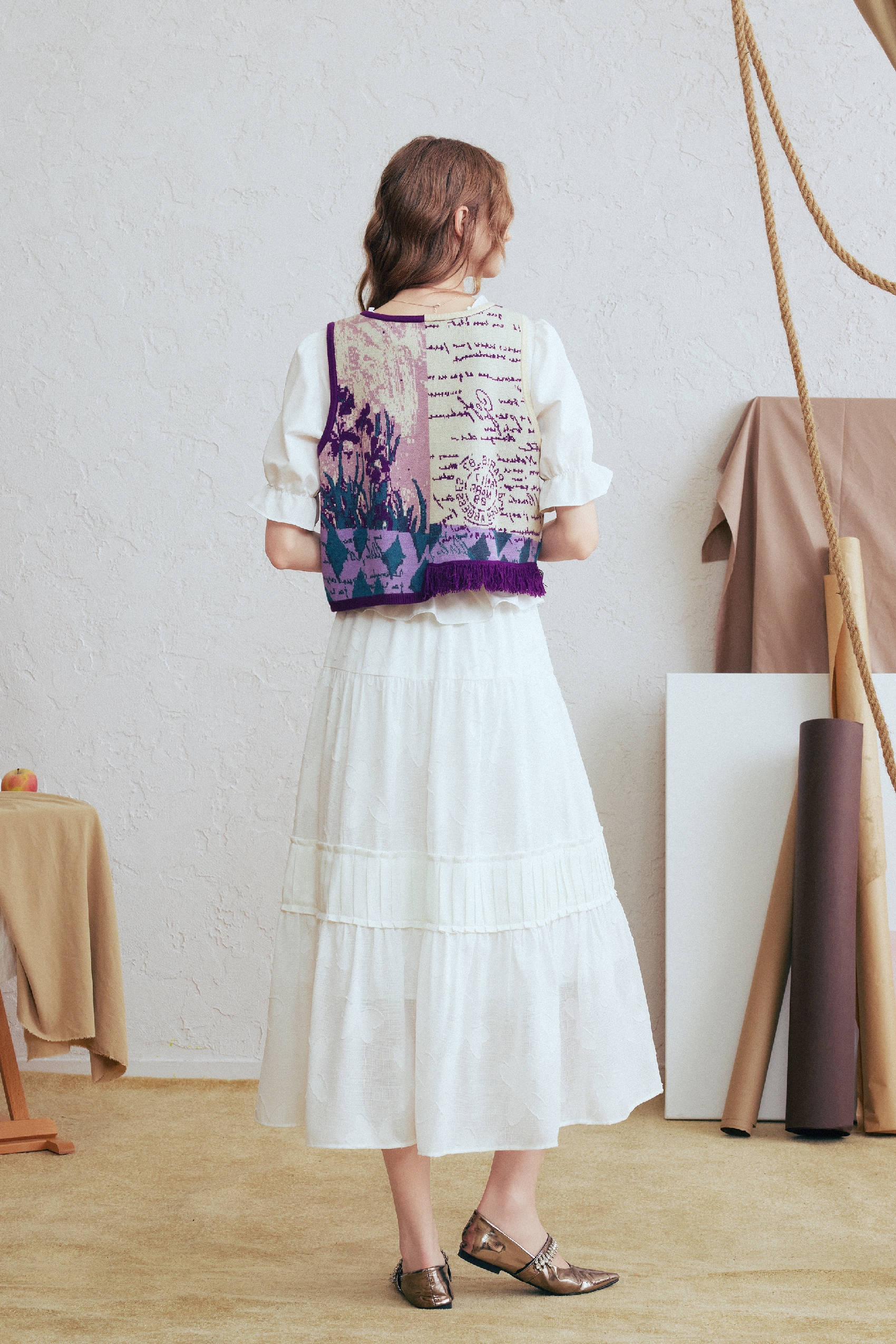 French Oil Painting Knit Cardigan