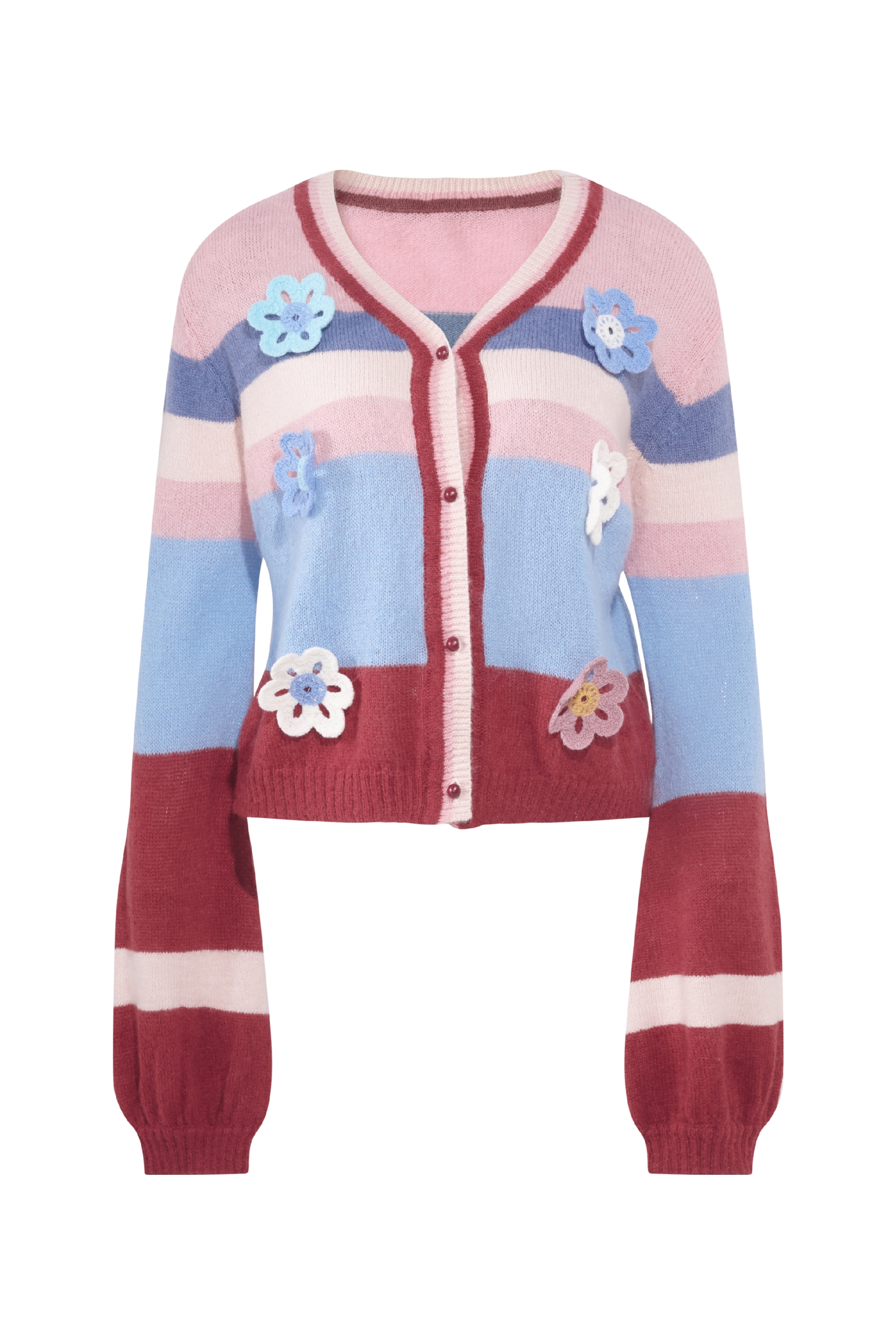 Colorblock Floral Knit Sweater