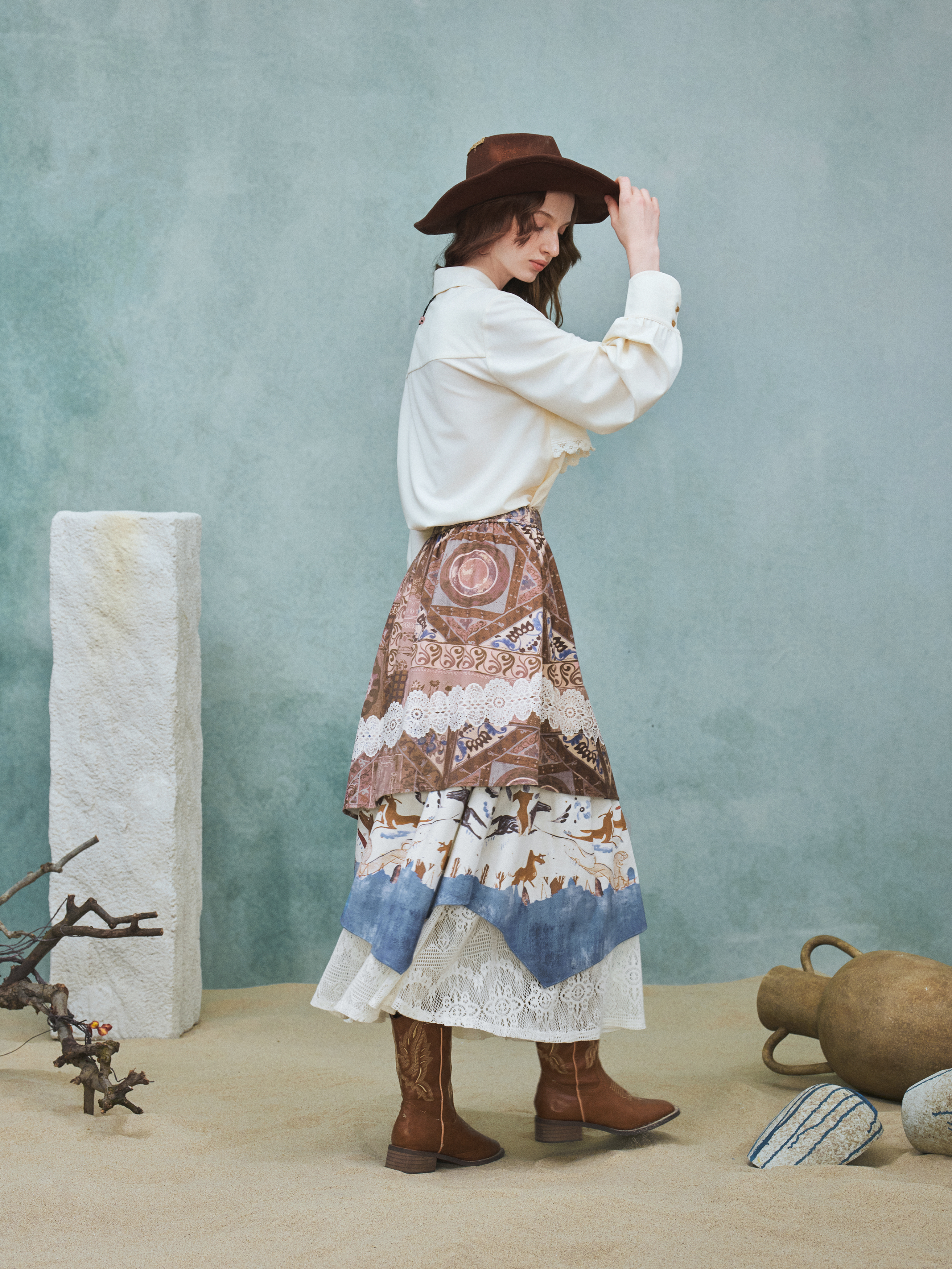 Vintage Colorblock Skirt