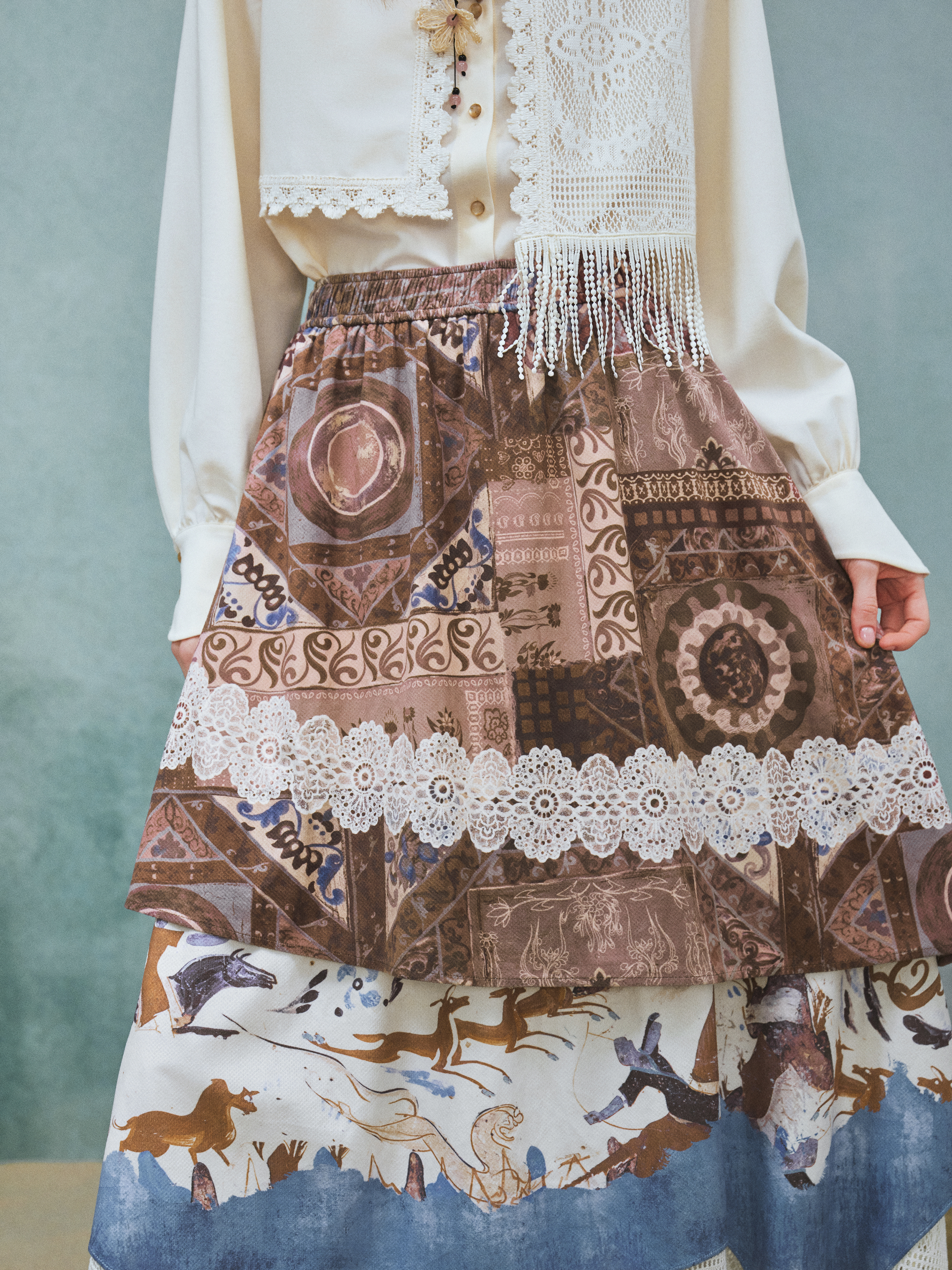 Vintage Colorblock Skirt