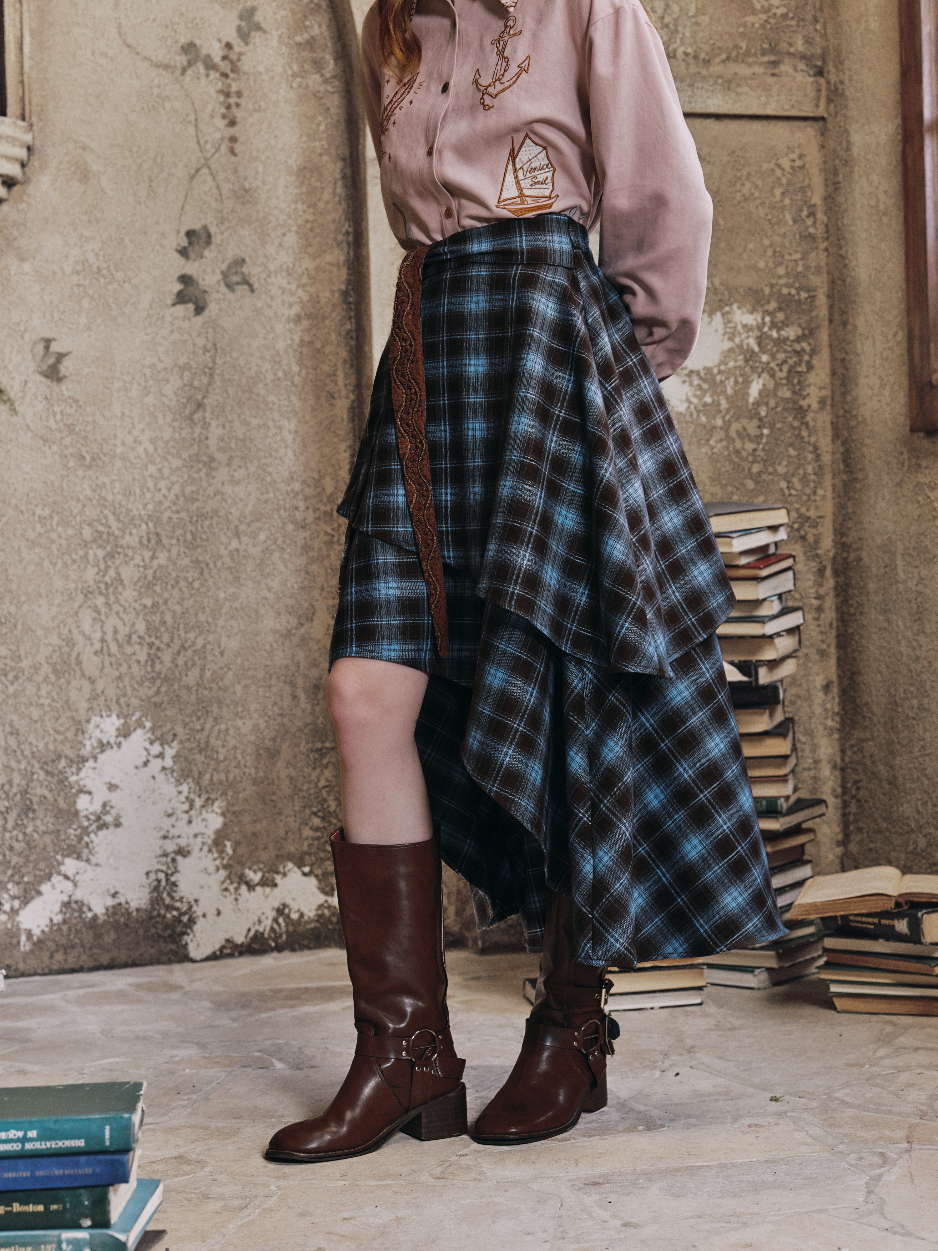 Plaid Patchwork Skirt