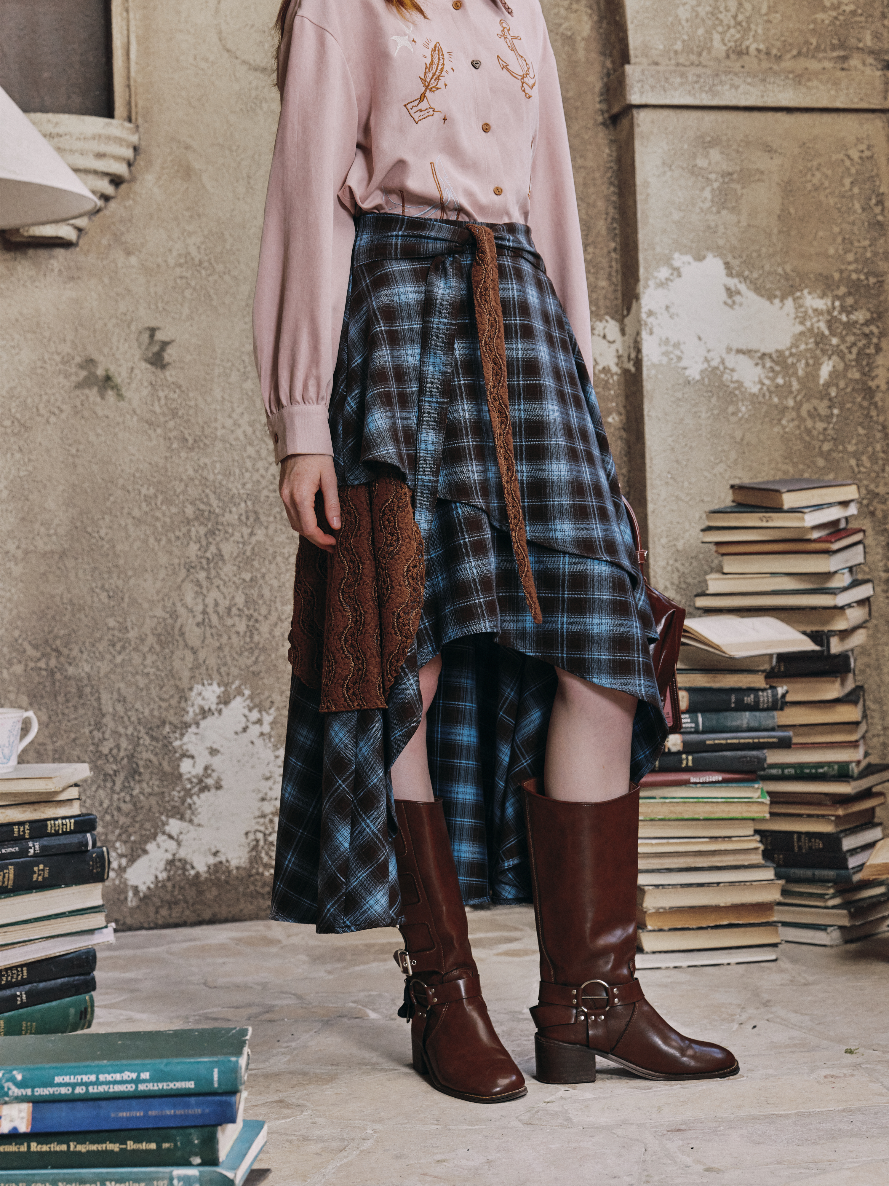 Plaid Patchwork Skirt