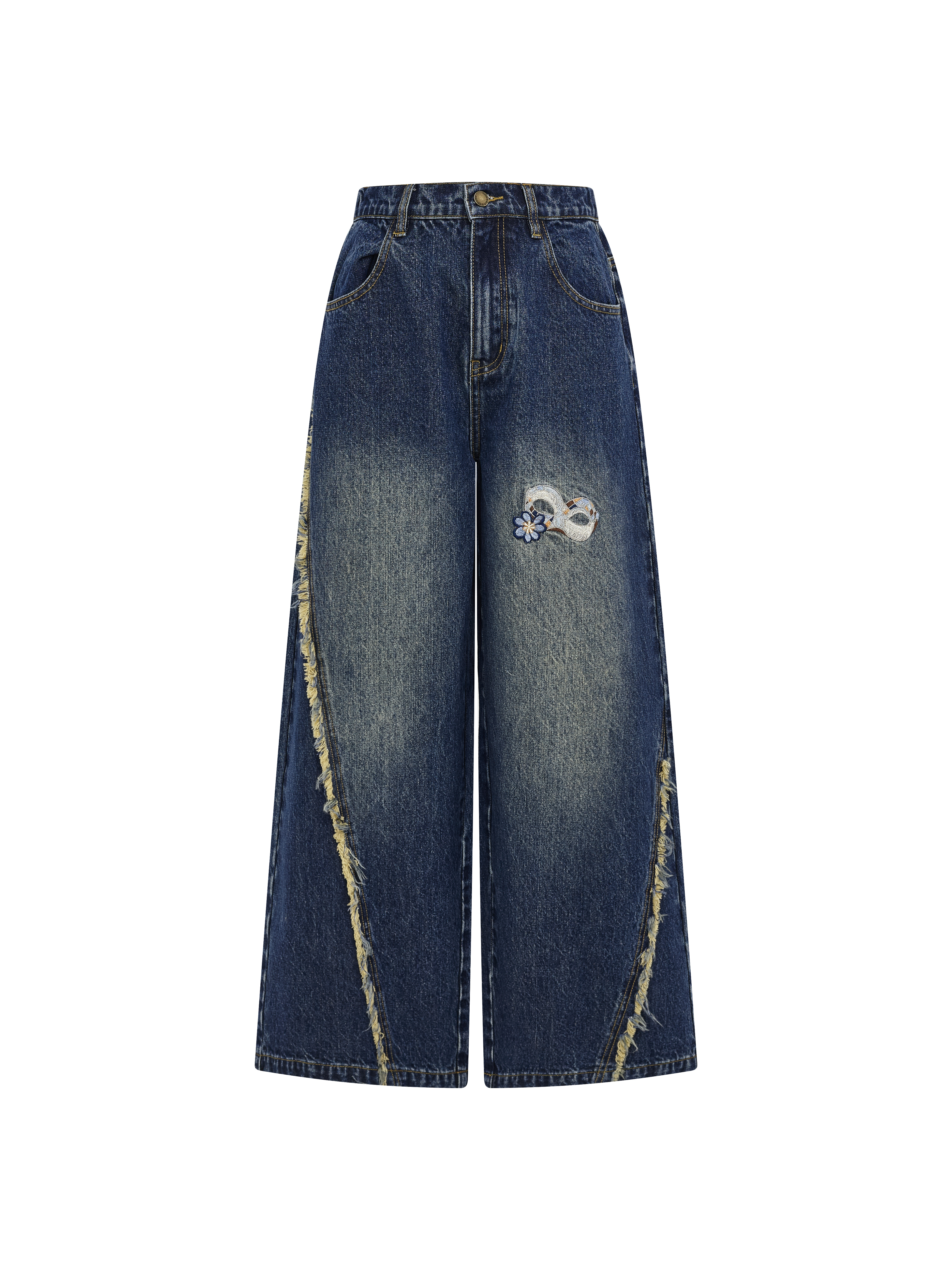 Casual Distressed Wide-Leg Jeans