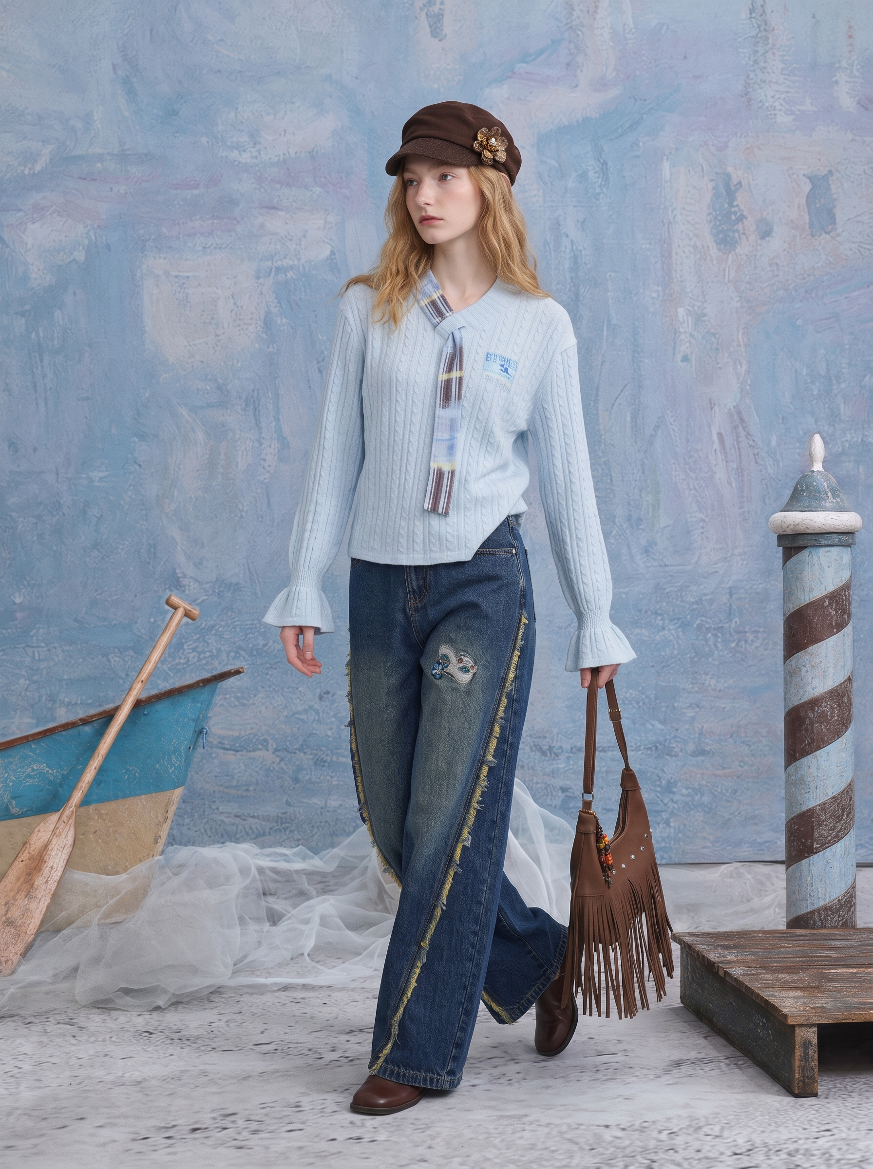 Casual Distressed Wide-Leg Jeans