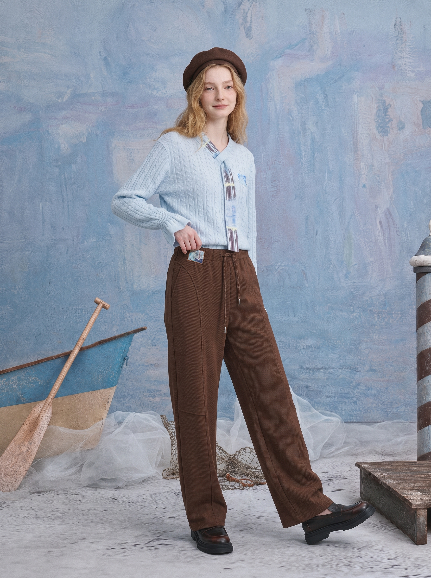 Casual Drawstring Wide-Leg Pants