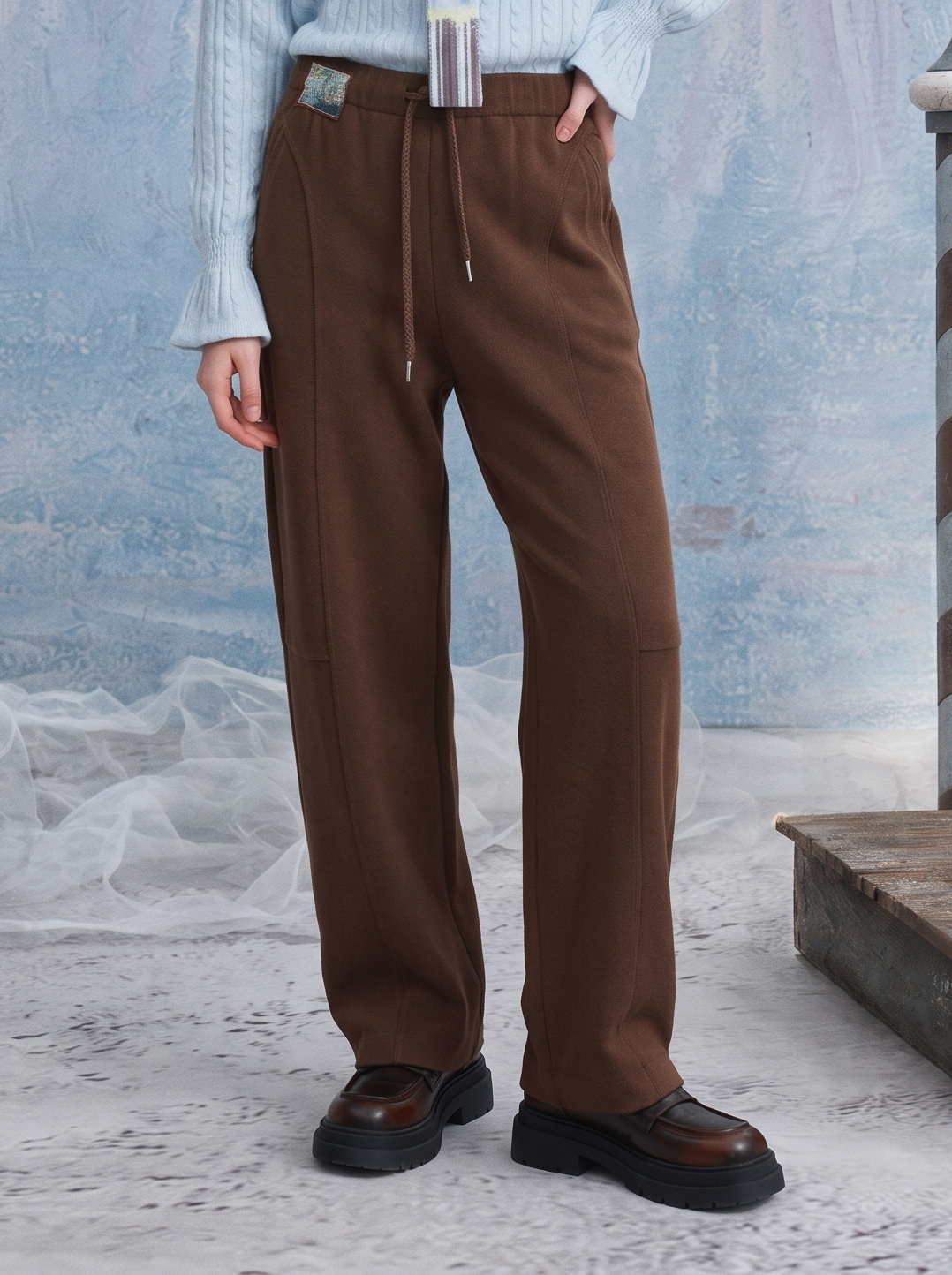 Casual Drawstring Wide-Leg Pants