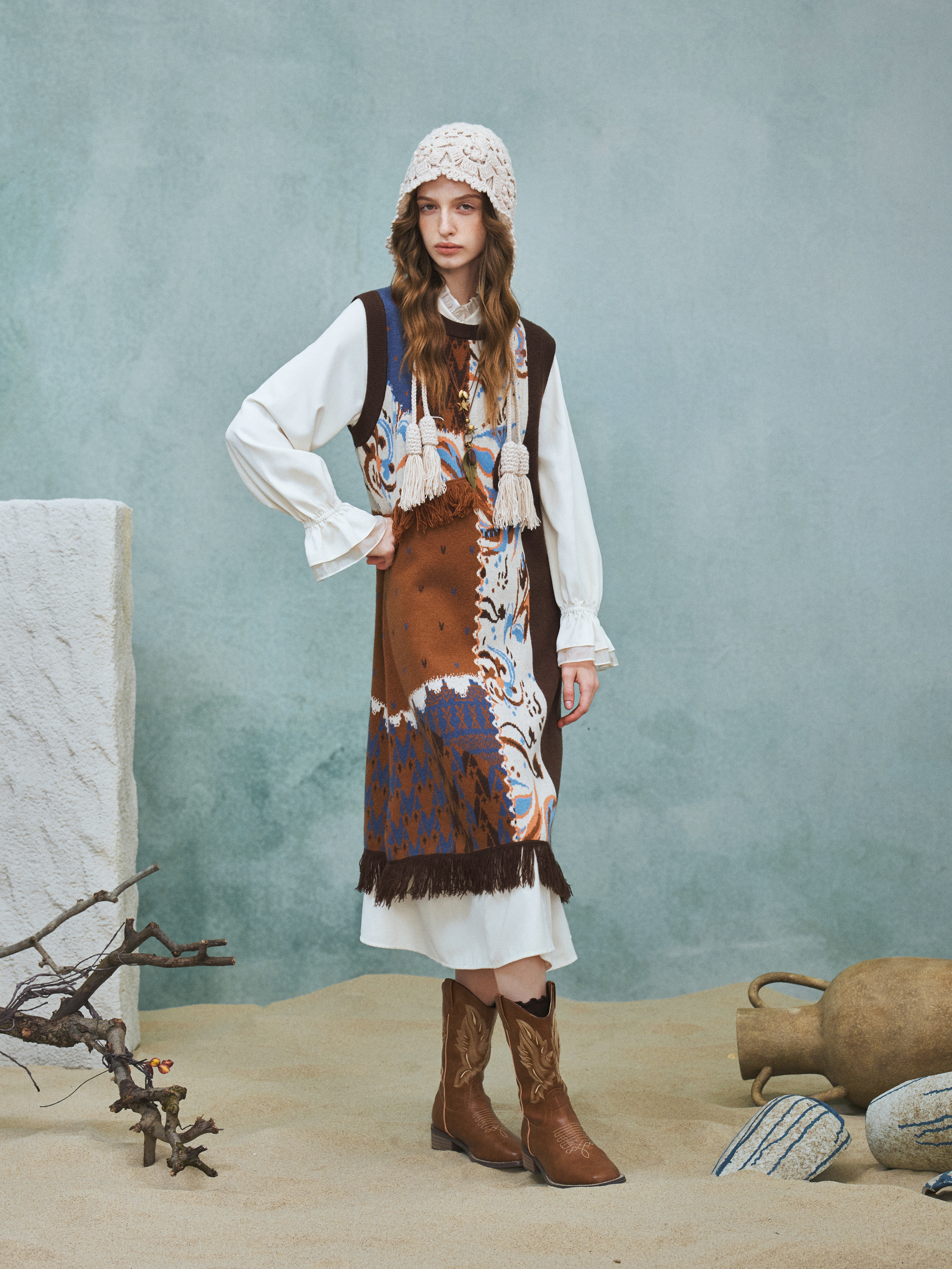 Artistic Brown Dress