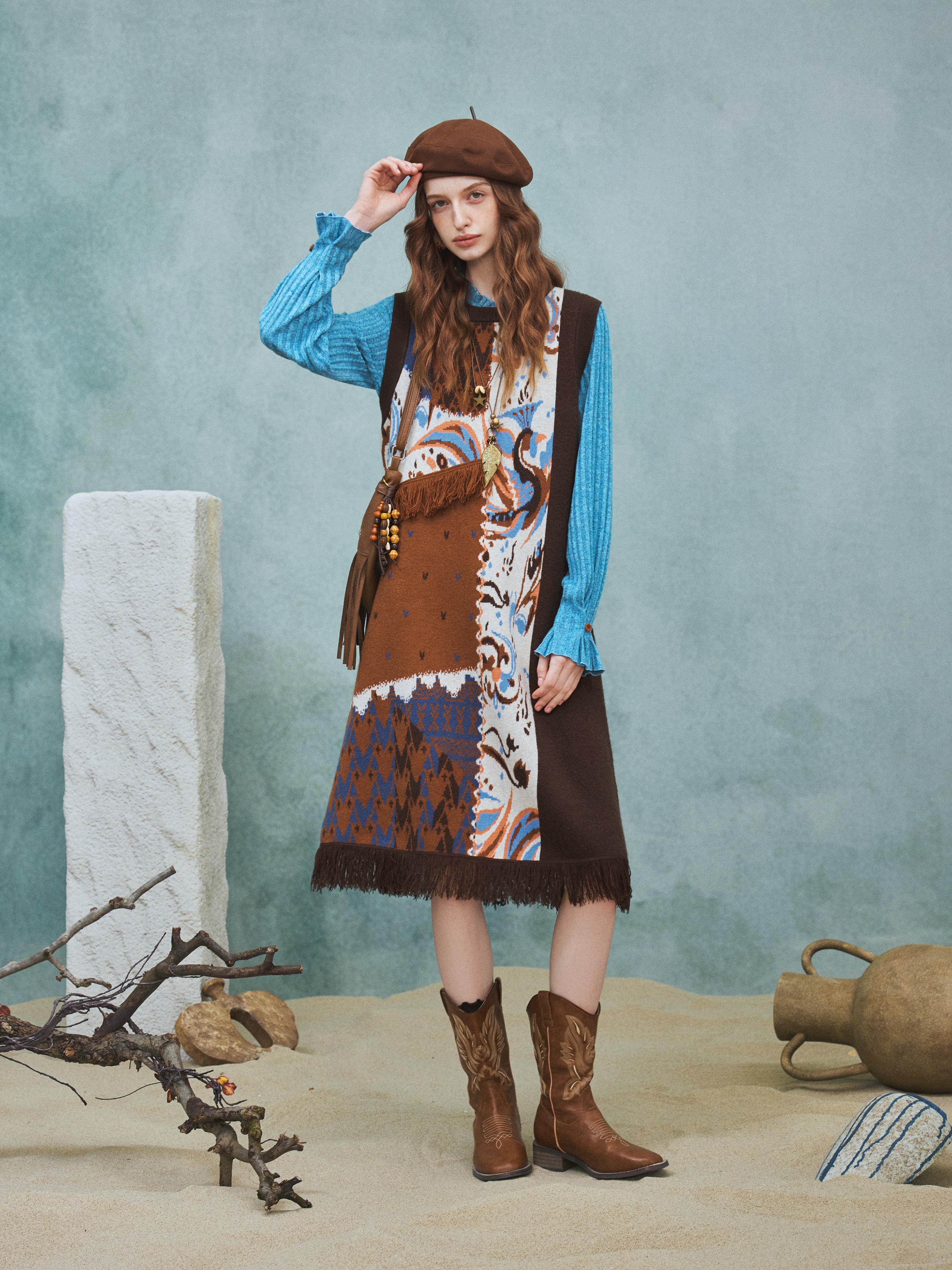 Artistic Brown Dress