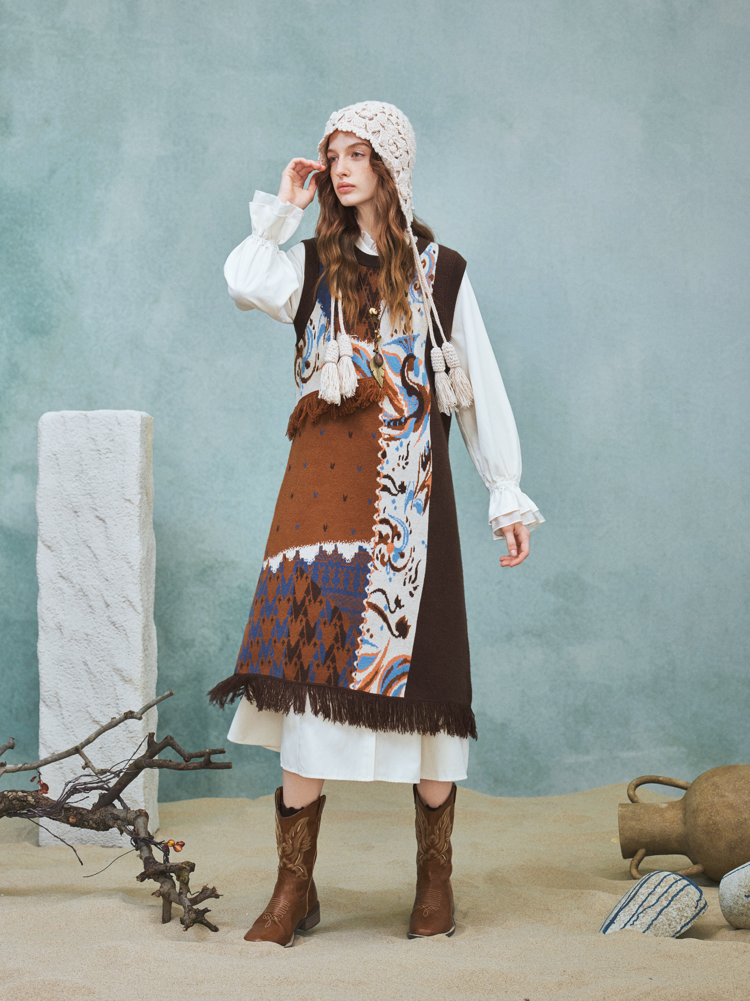 Artistic Brown Dress