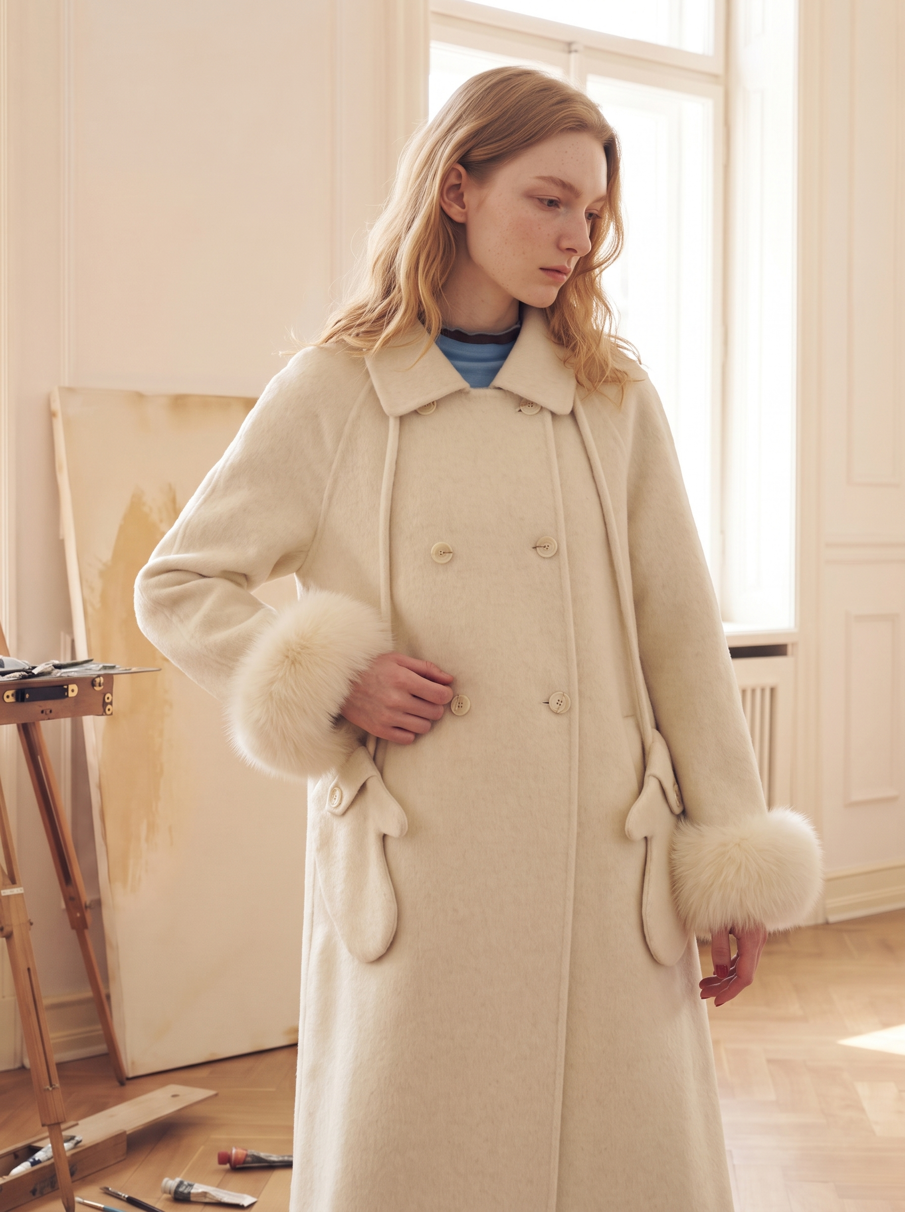 Simple Beige Wool Coat