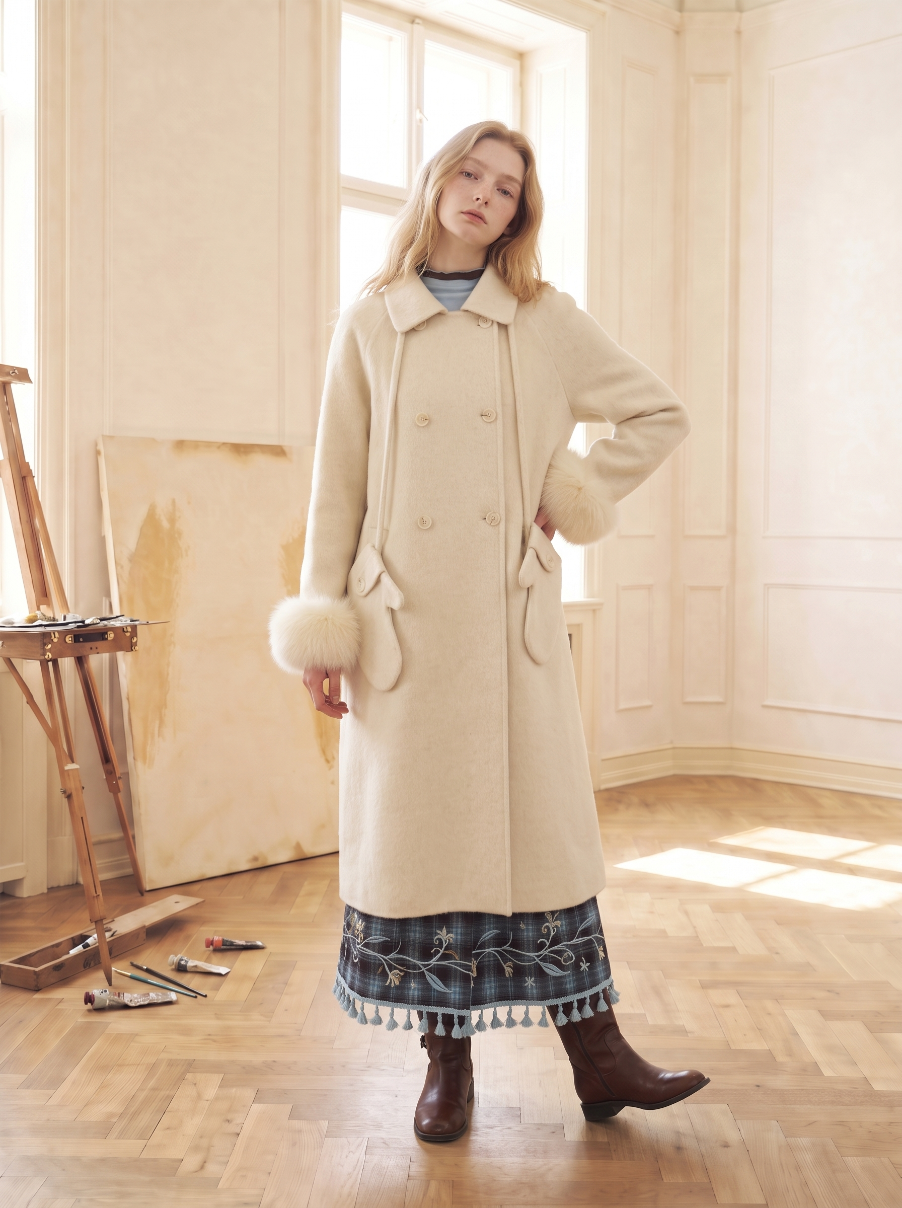 Simple Beige Wool Coat