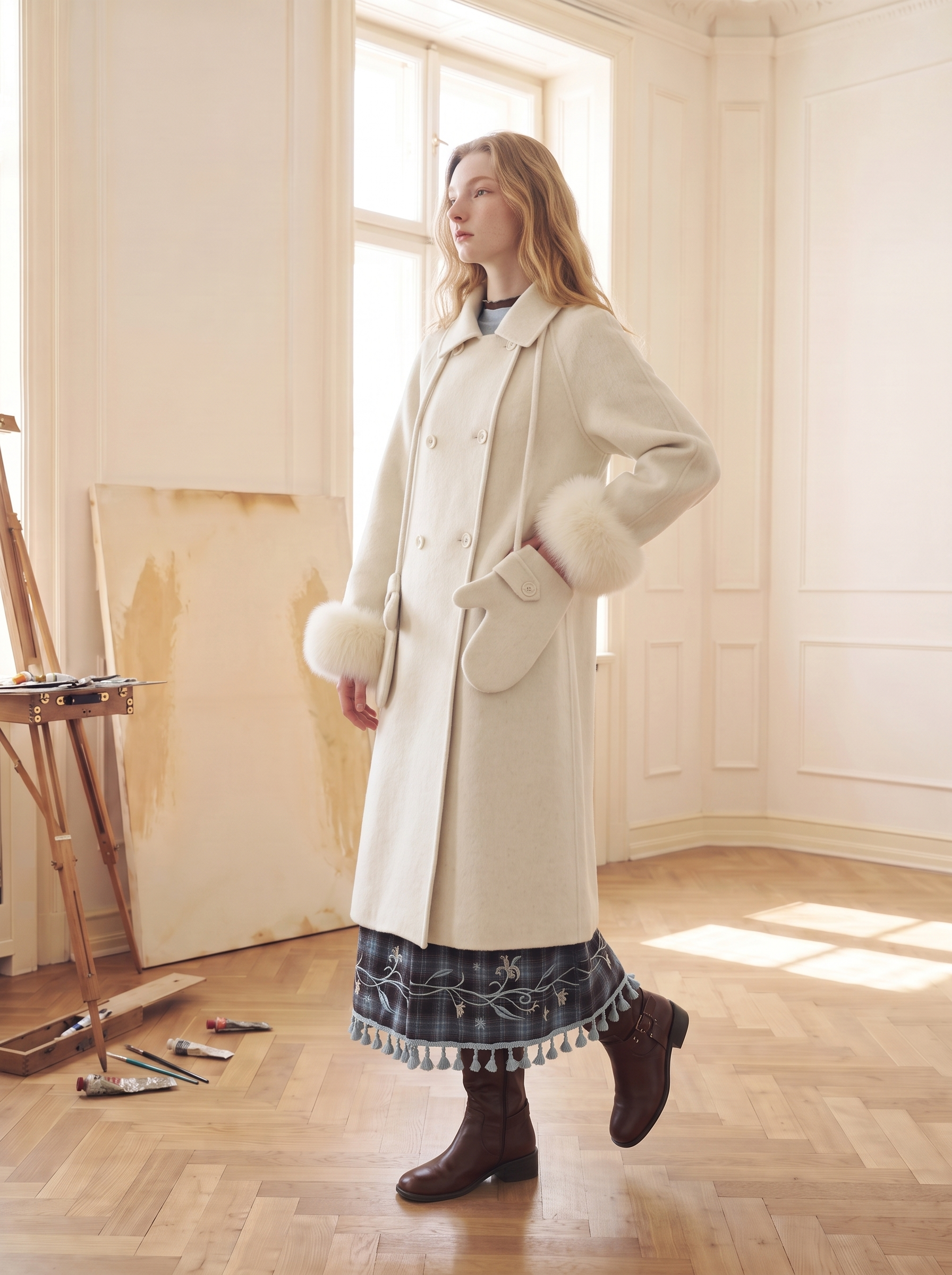 Simple Beige Wool Coat