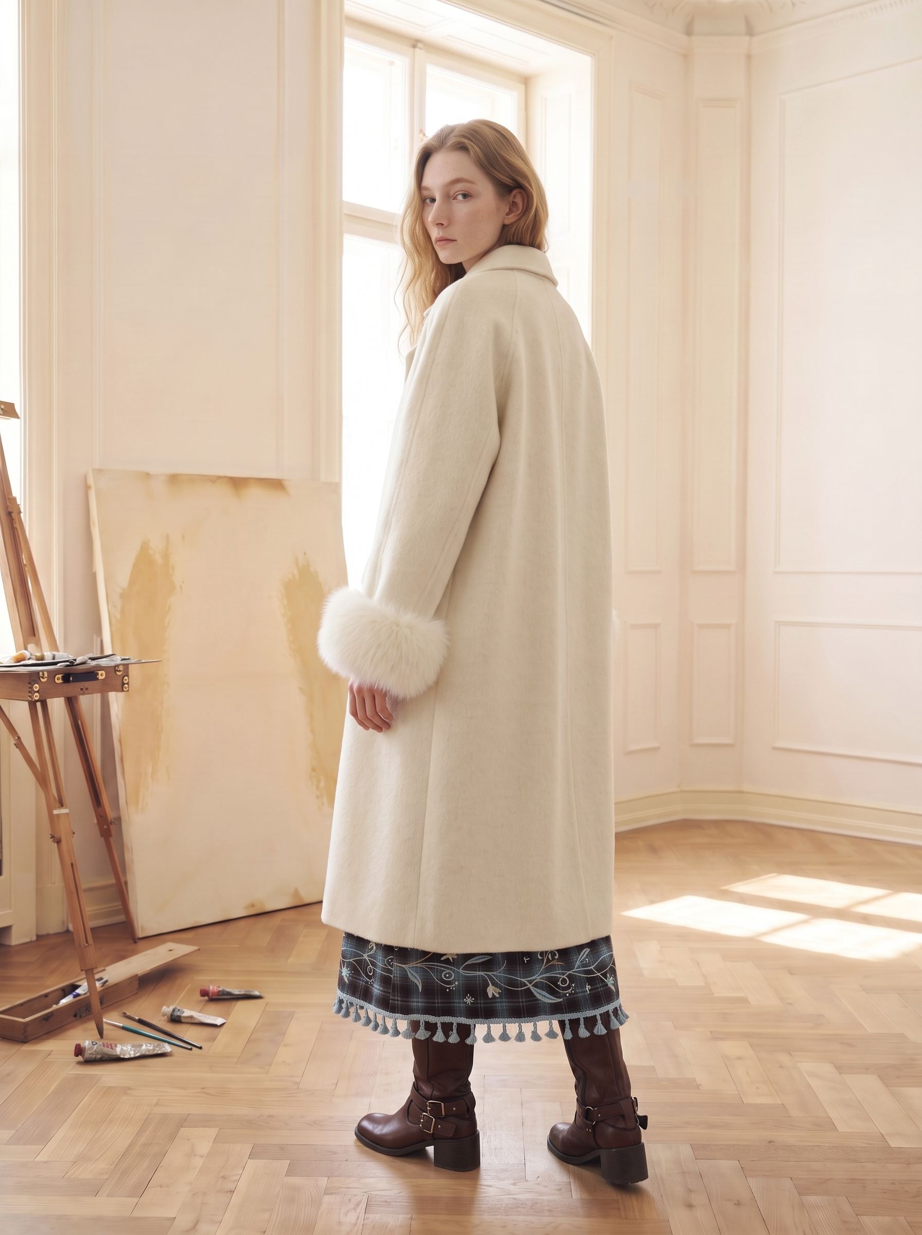 Simple Beige Wool Coat