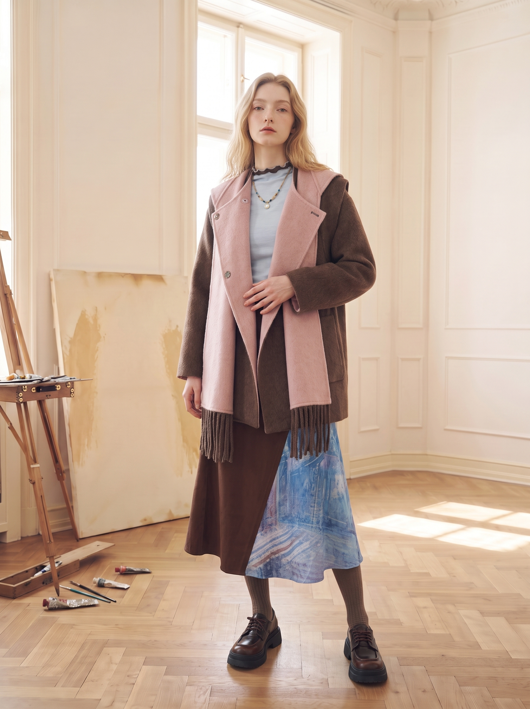 Vintage Colorblock Wool Coat