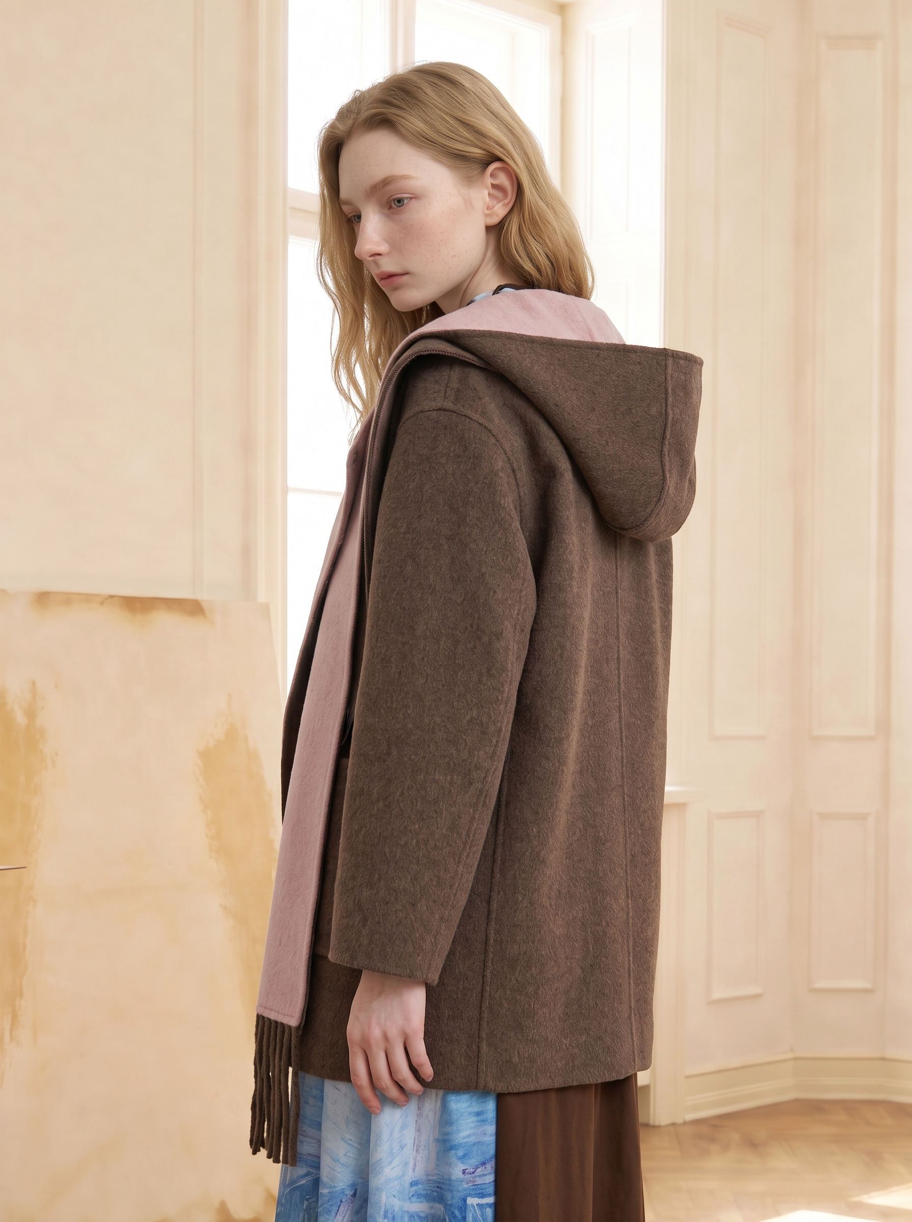 Vintage Colorblock Wool Coat
