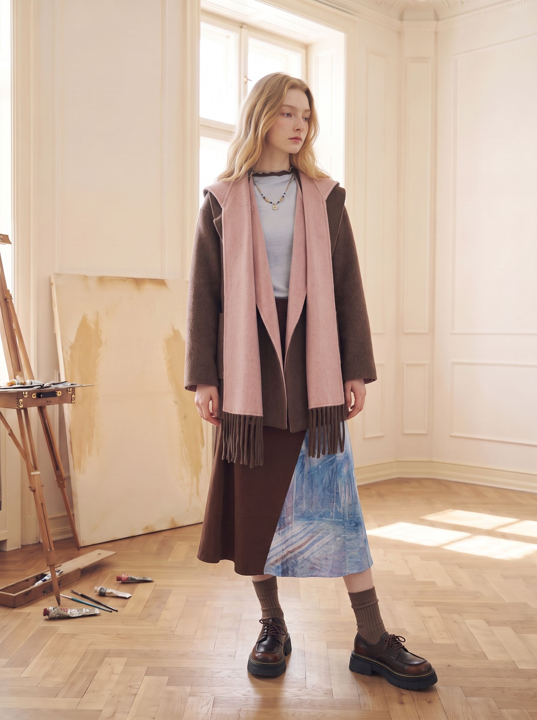 Vintage Colorblock Wool Coat