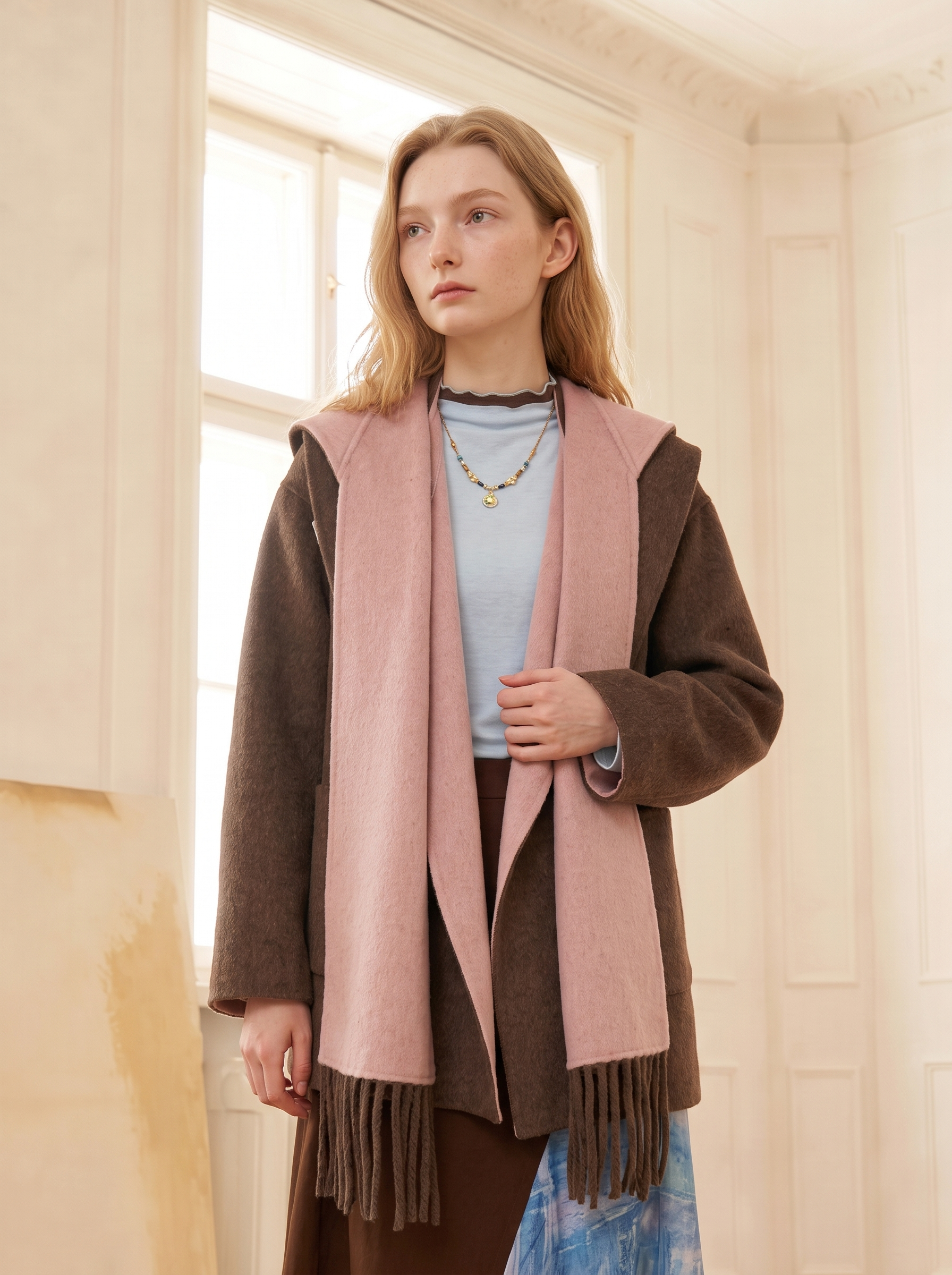 Vintage Colorblock Wool Coat