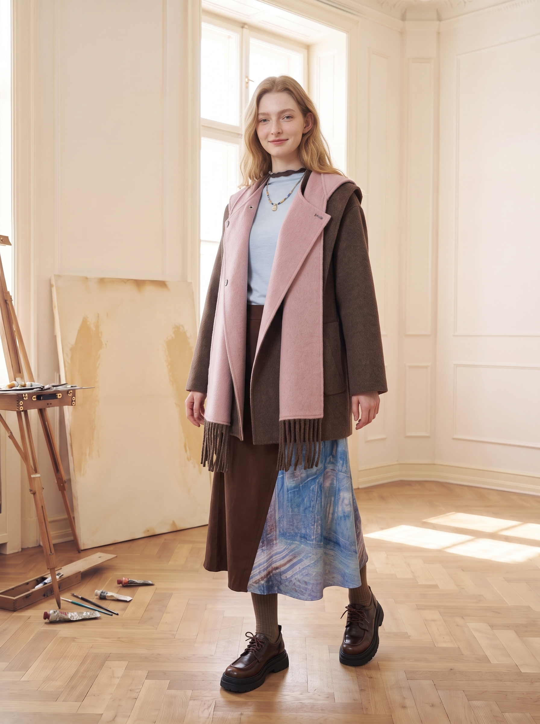 Vintage Colorblock Wool Coat