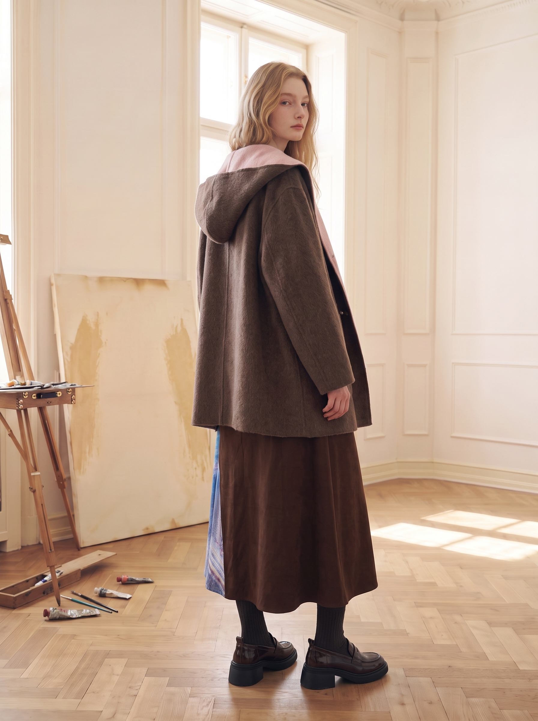Vintage Colorblock Wool Coat