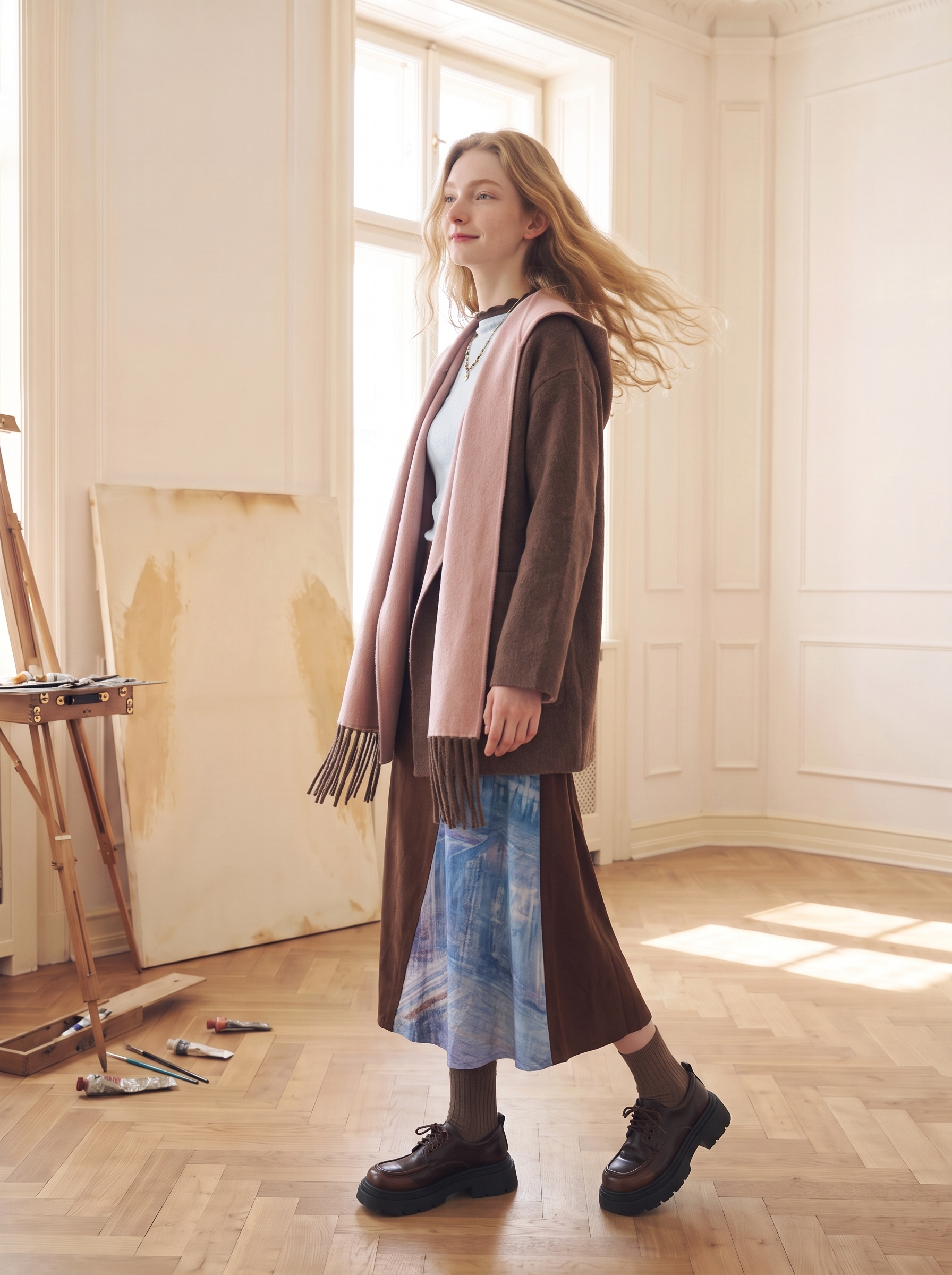 Vintage Colorblock Wool Coat