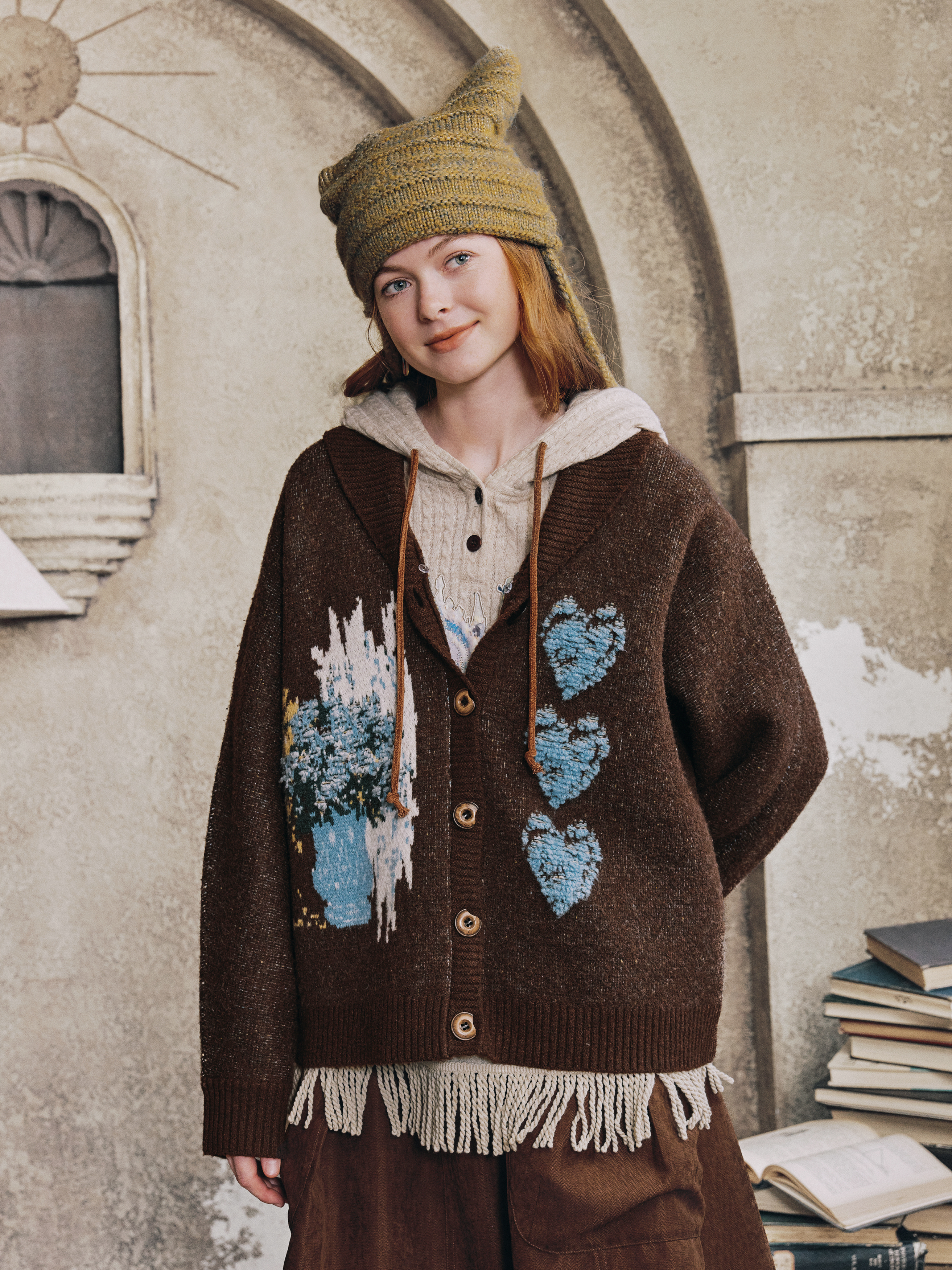 Vintage Contrast-Collar Sweater