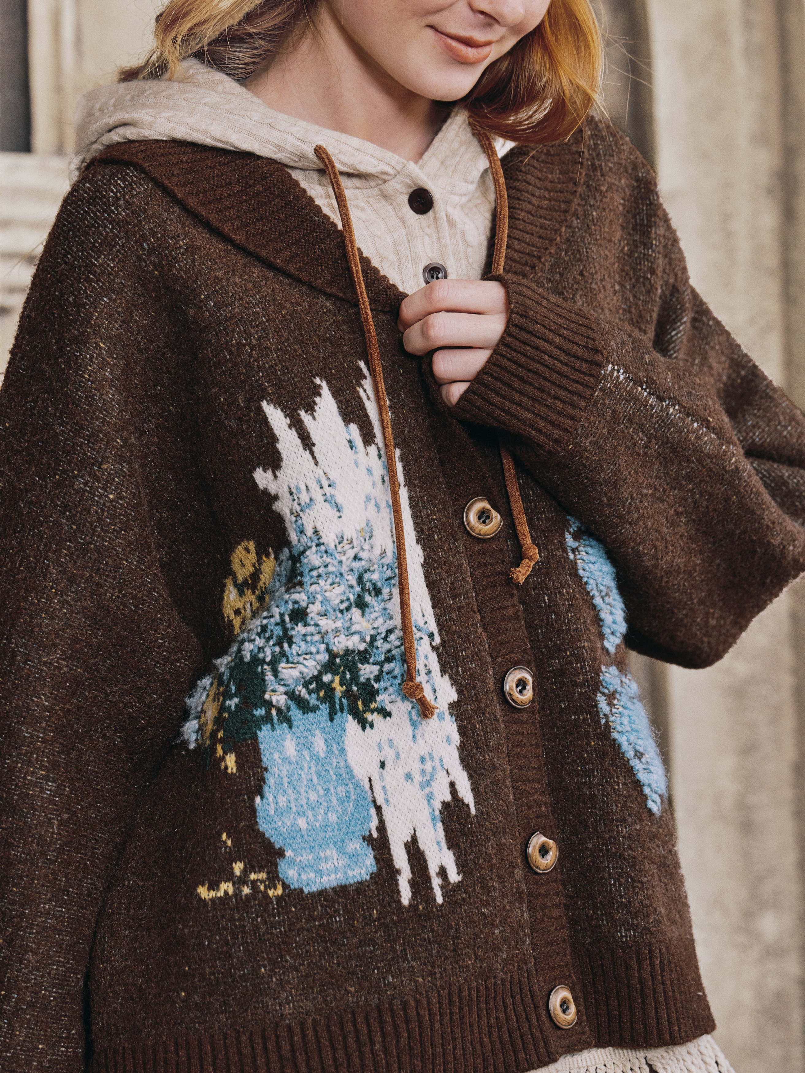 Vintage Contrast-Collar Sweater
