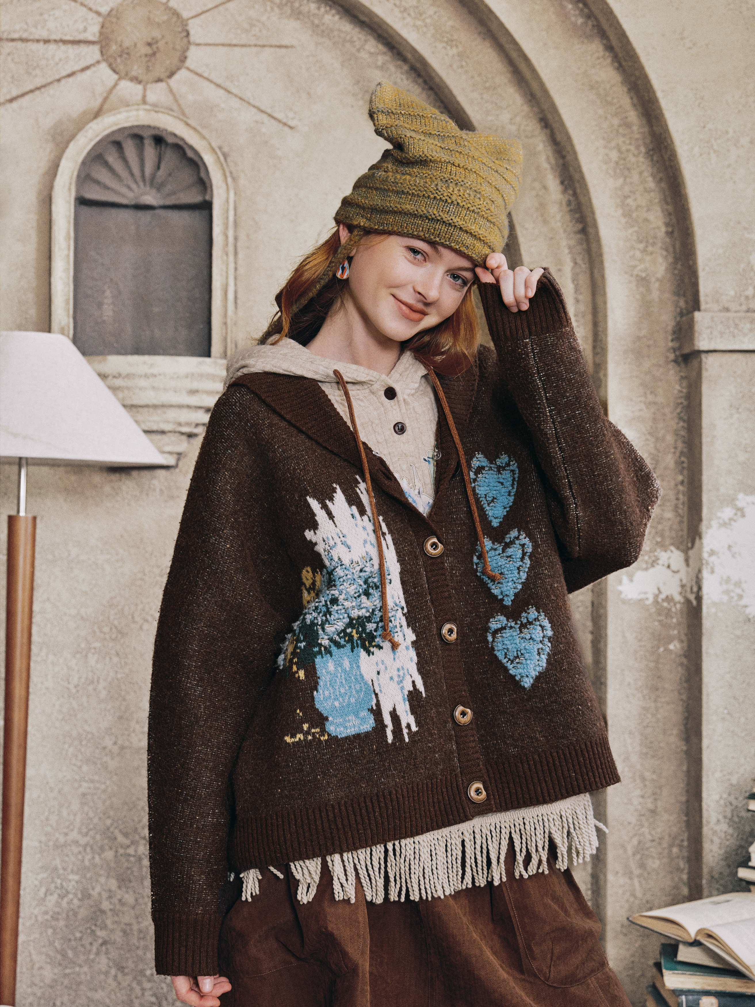 Vintage Contrast-Collar Sweater