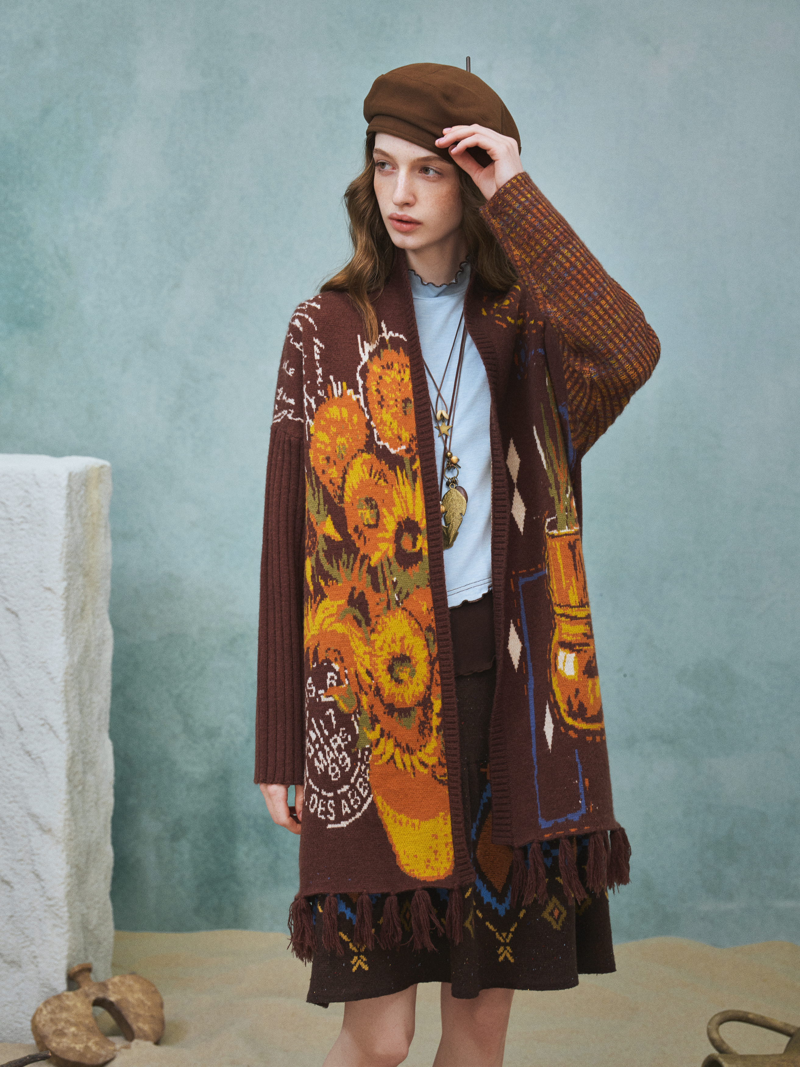 Vintage Jacquard Long Sweater