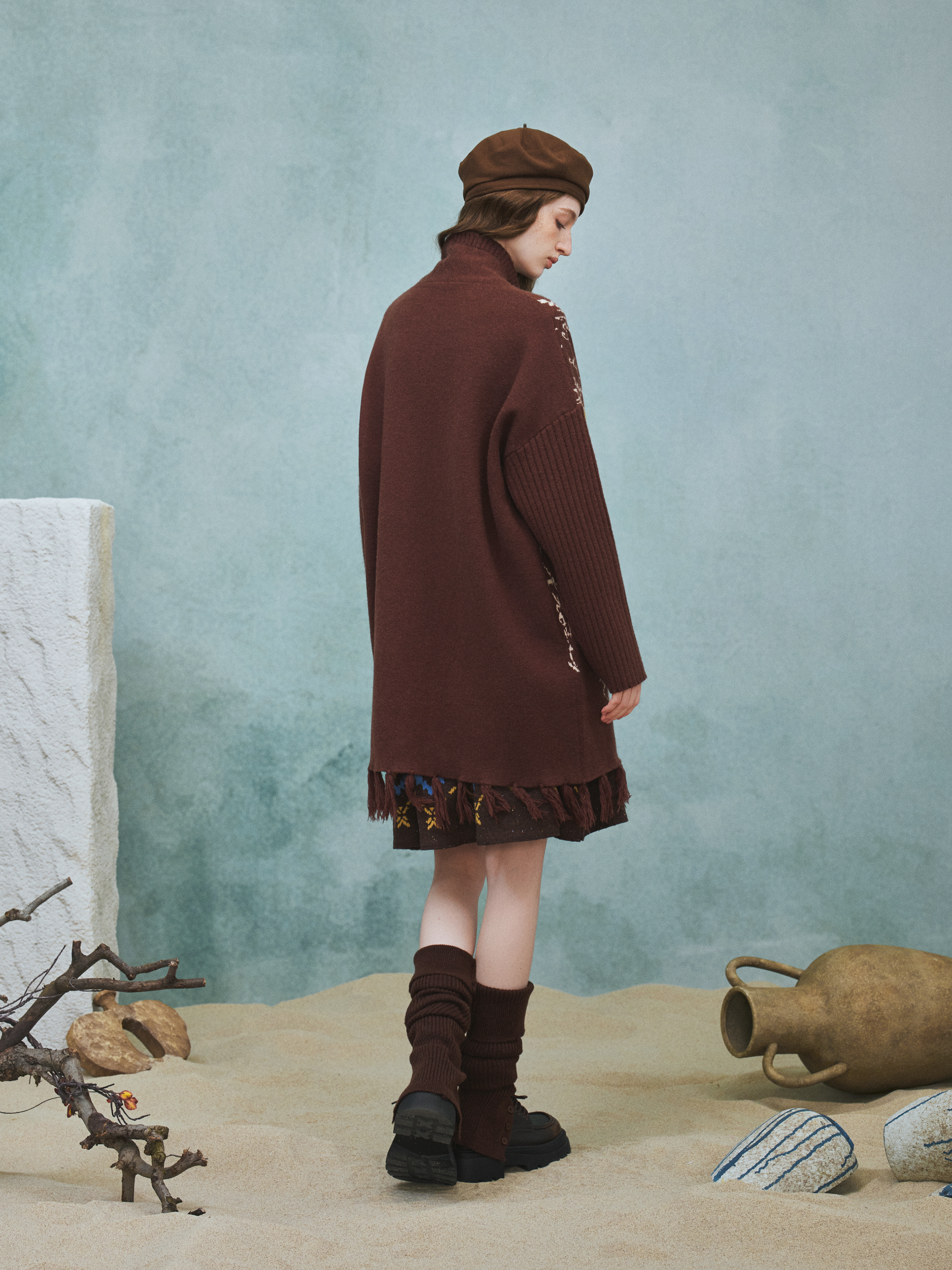 Vintage Jacquard Long Sweater