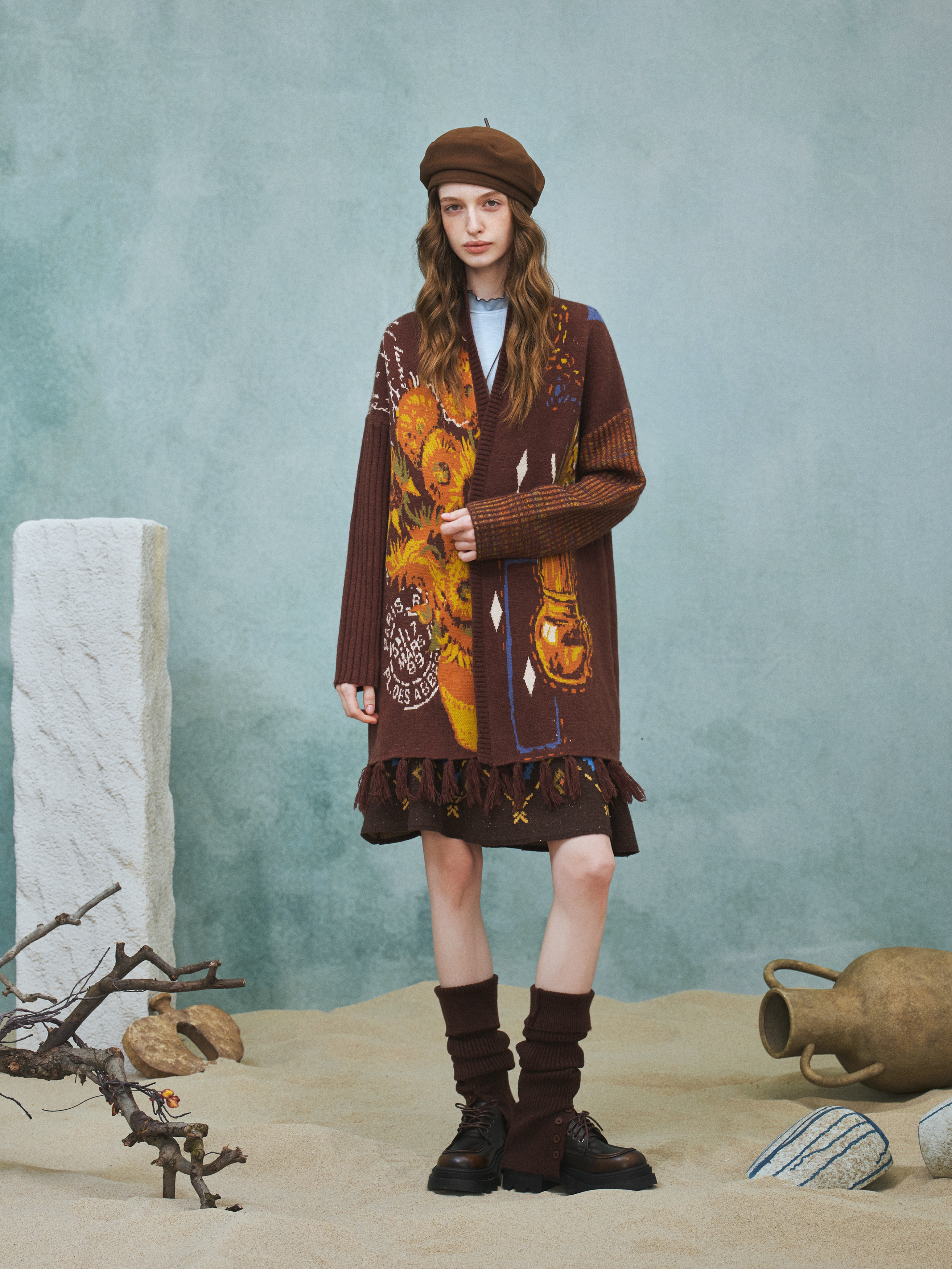 Vintage Jacquard Long Sweater