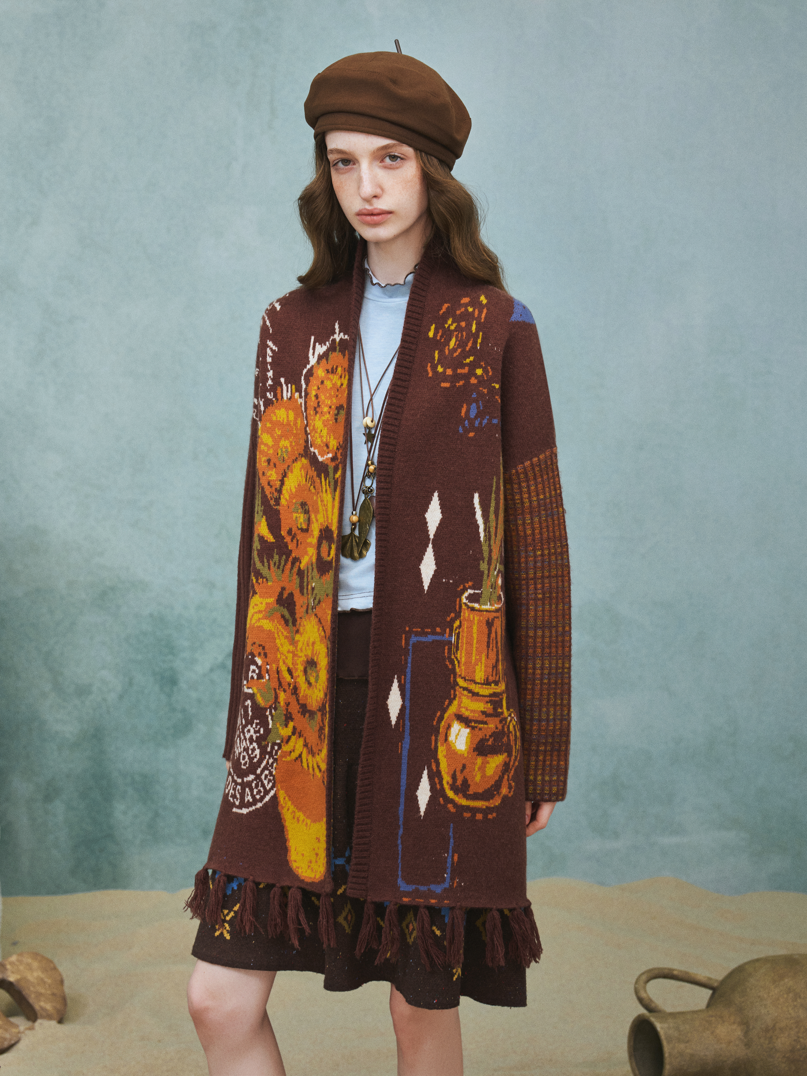 Vintage Jacquard Long Sweater