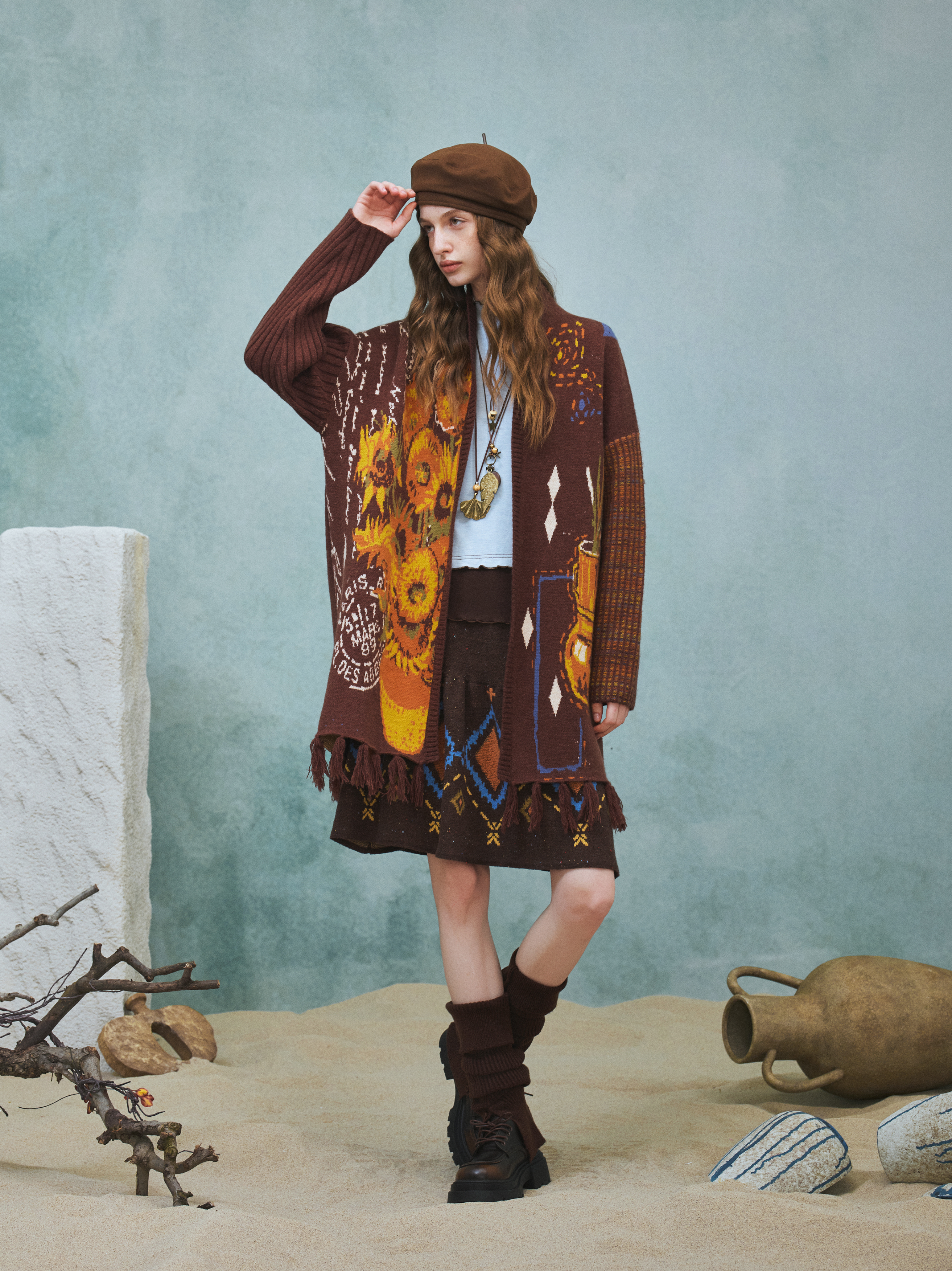 Vintage Jacquard Long Sweater
