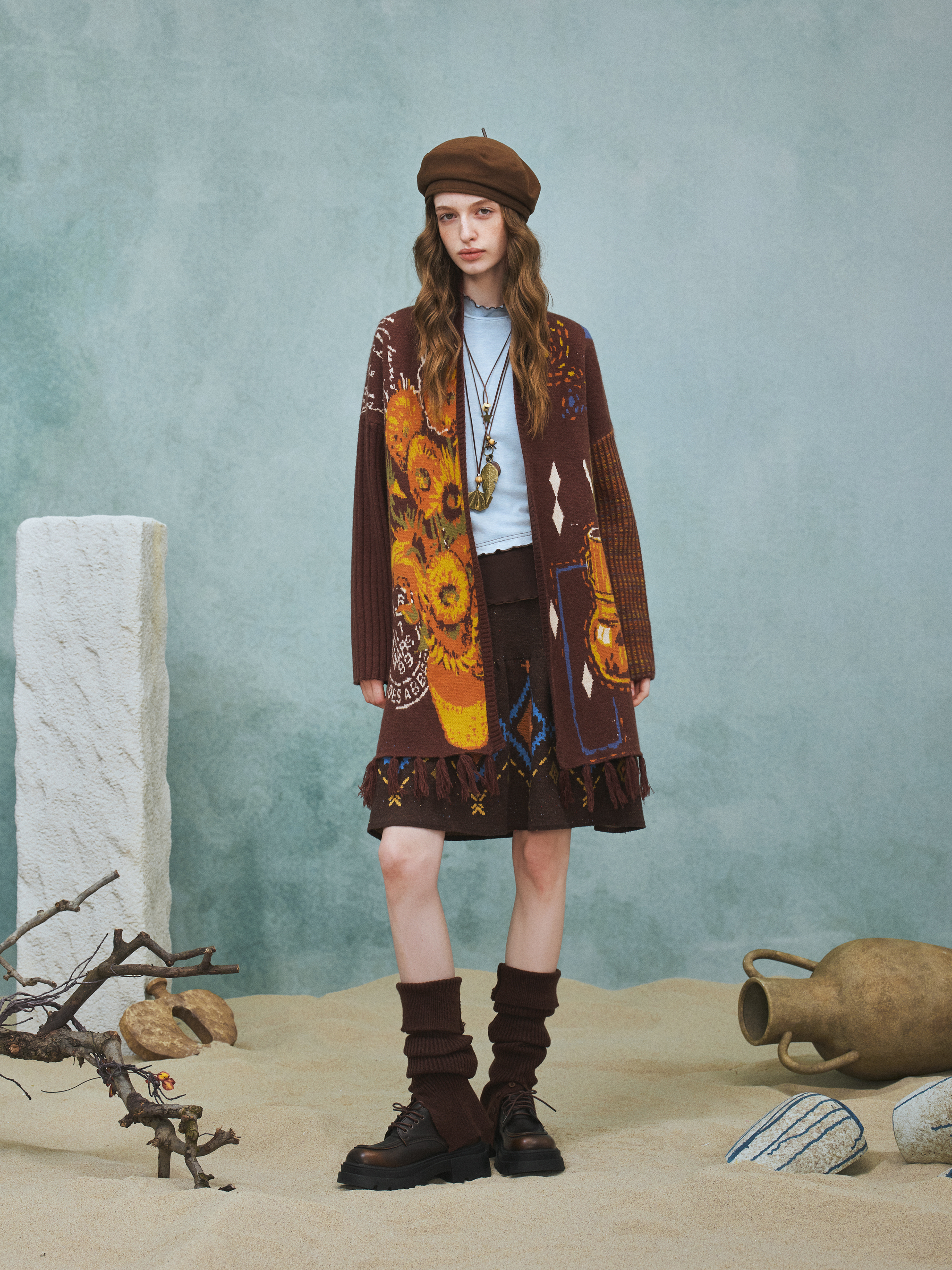 Vintage Jacquard Long Sweater