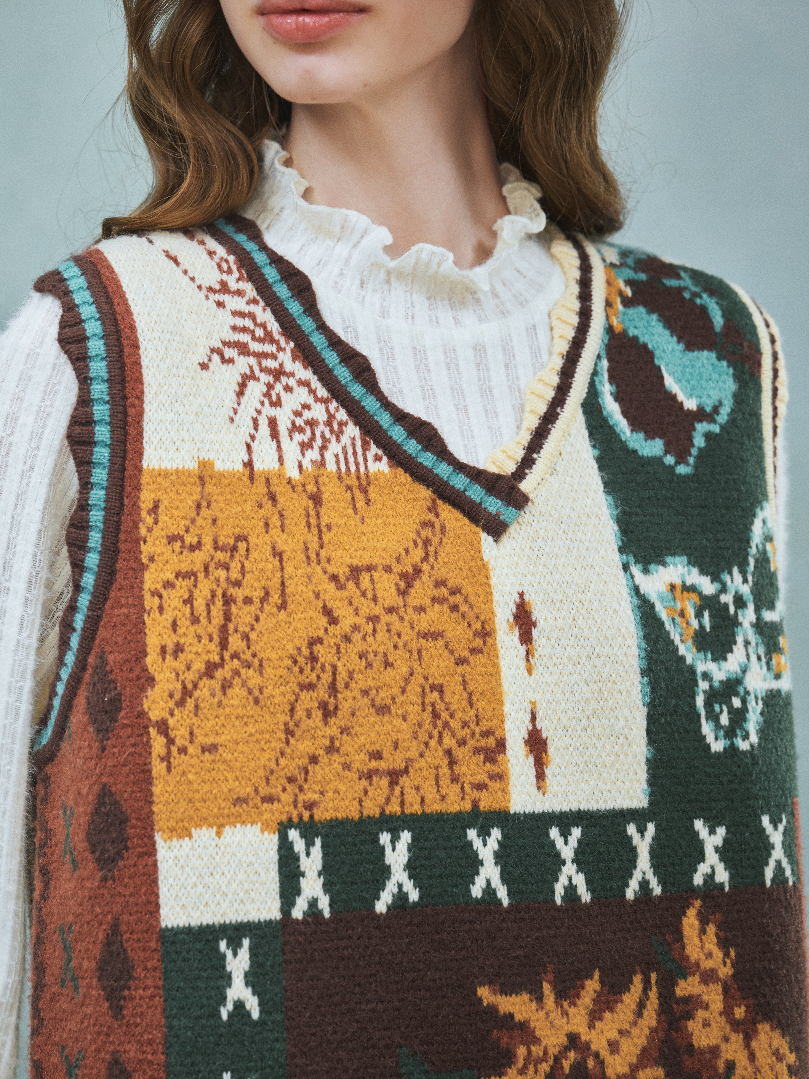 Vintage Colorblock Jacquard Sweater