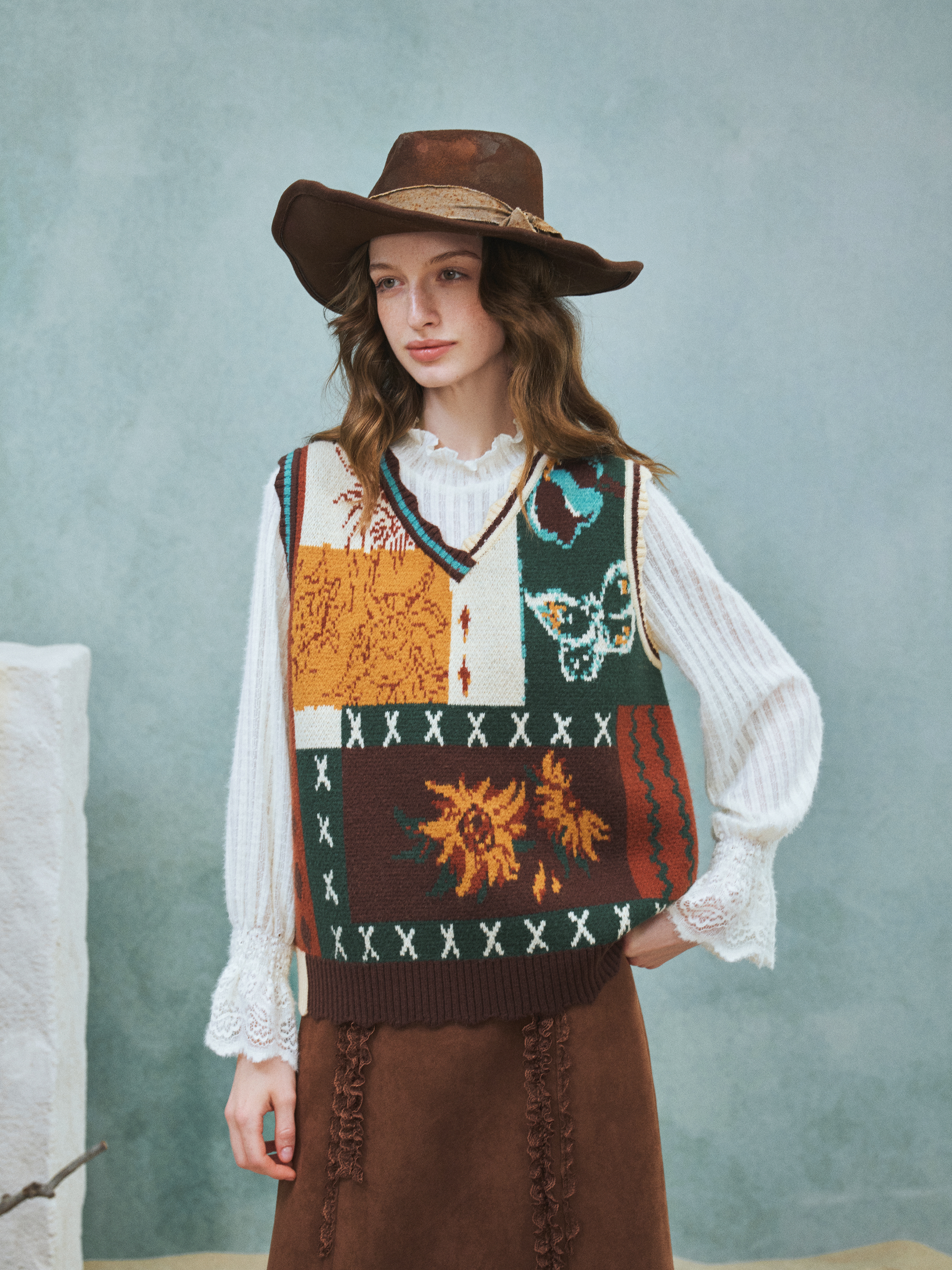 Vintage Colorblock Jacquard Sweater