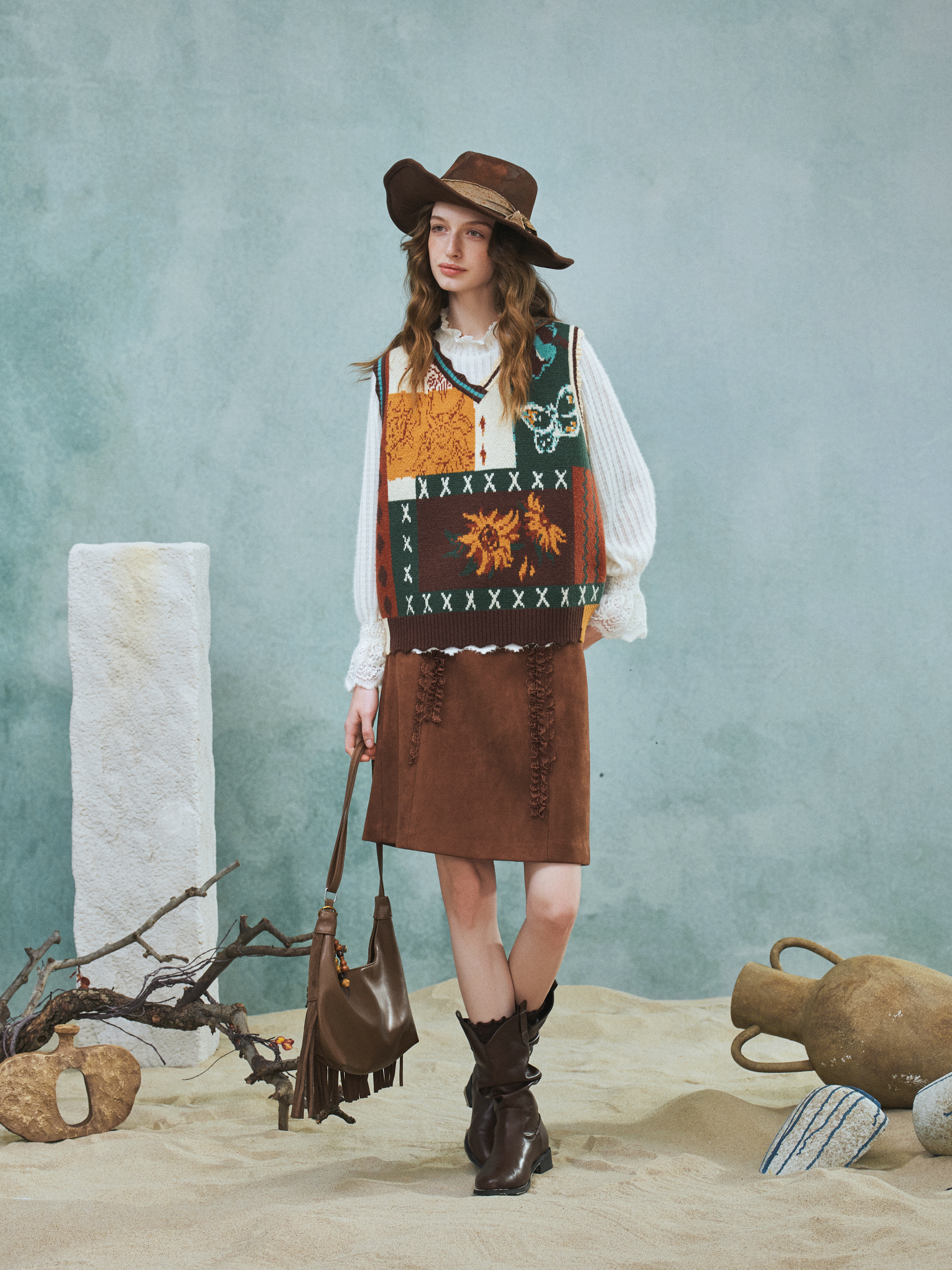 Vintage Colorblock Jacquard Sweater