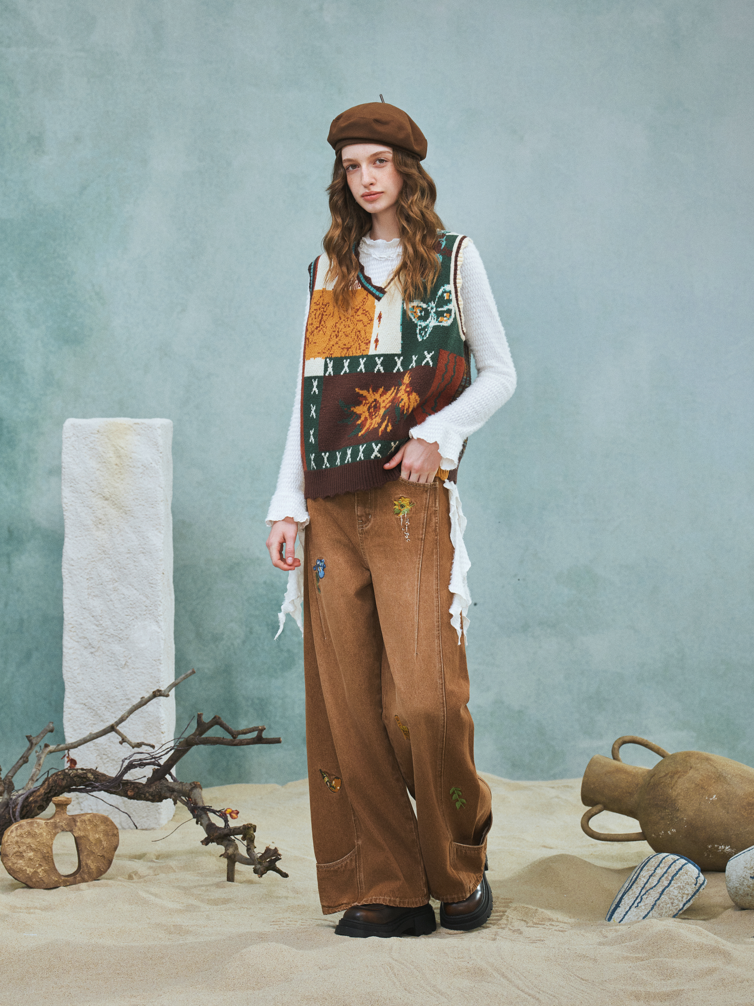 Vintage Colorblock Jacquard Sweater