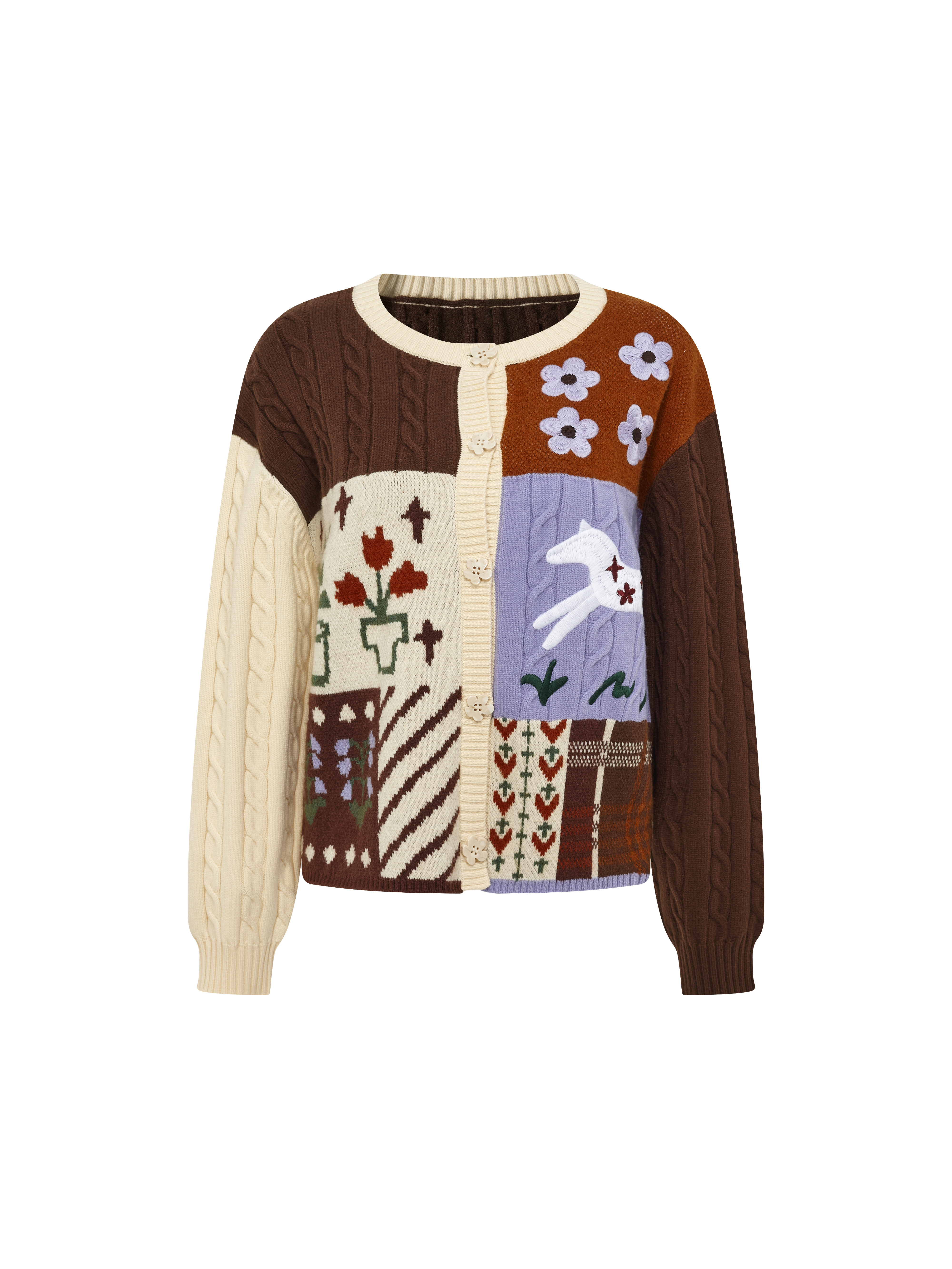 Artistic Colorblock Jacquard Sweater