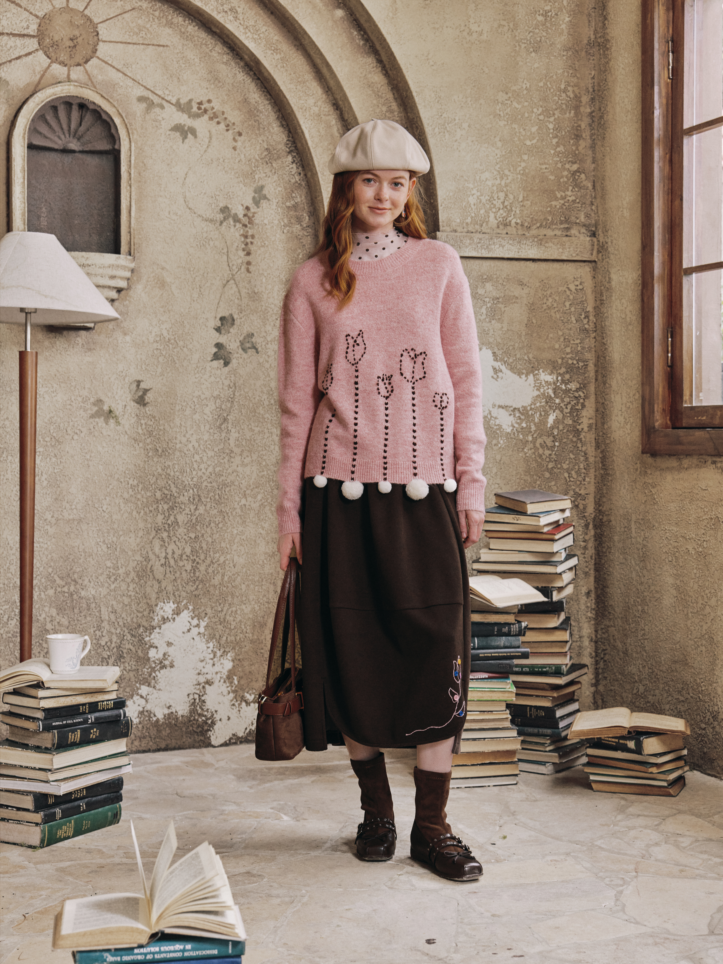 Sweet Pearl-Detail Sweater