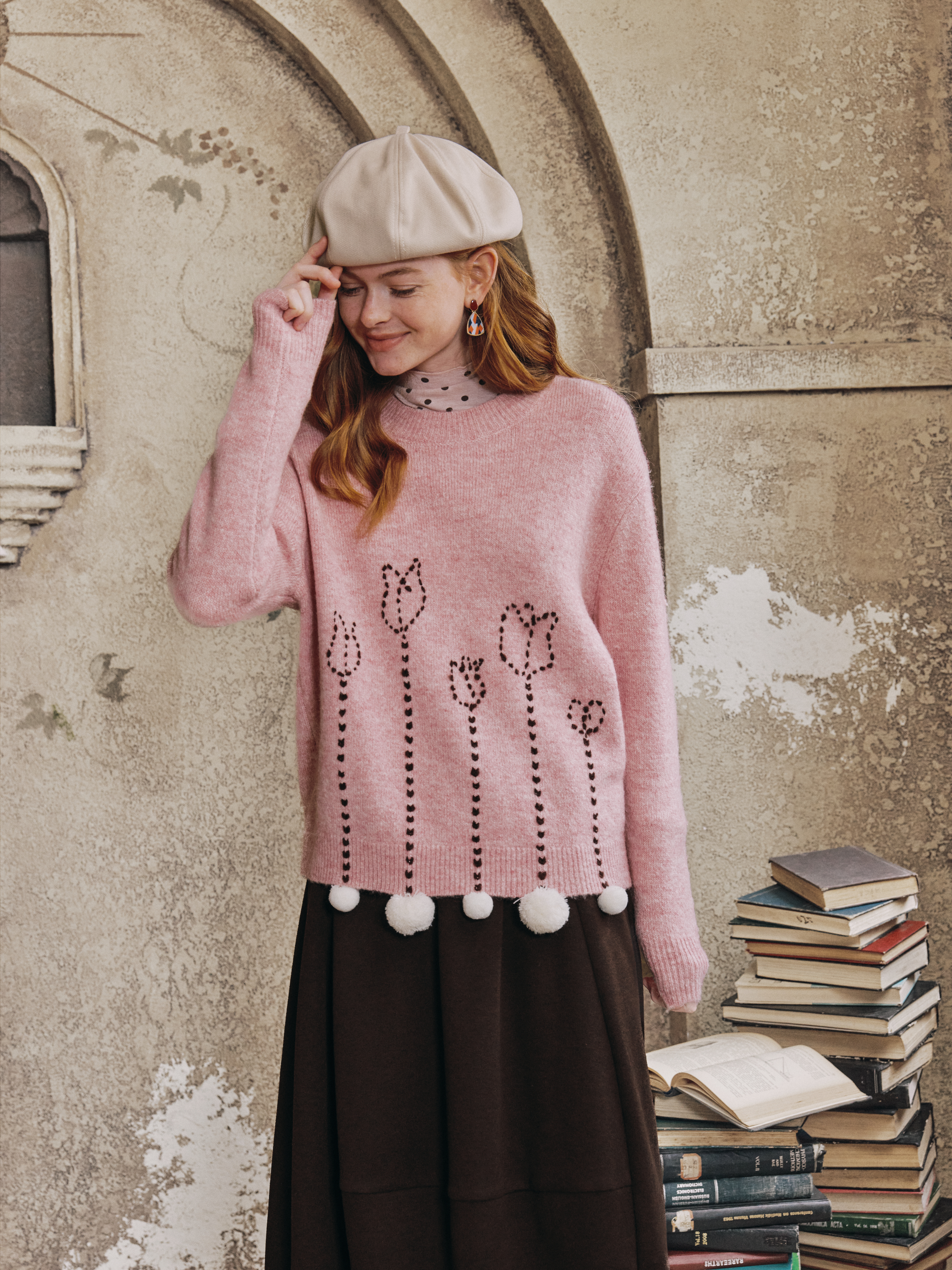 Sweet Pearl-Detail Sweater