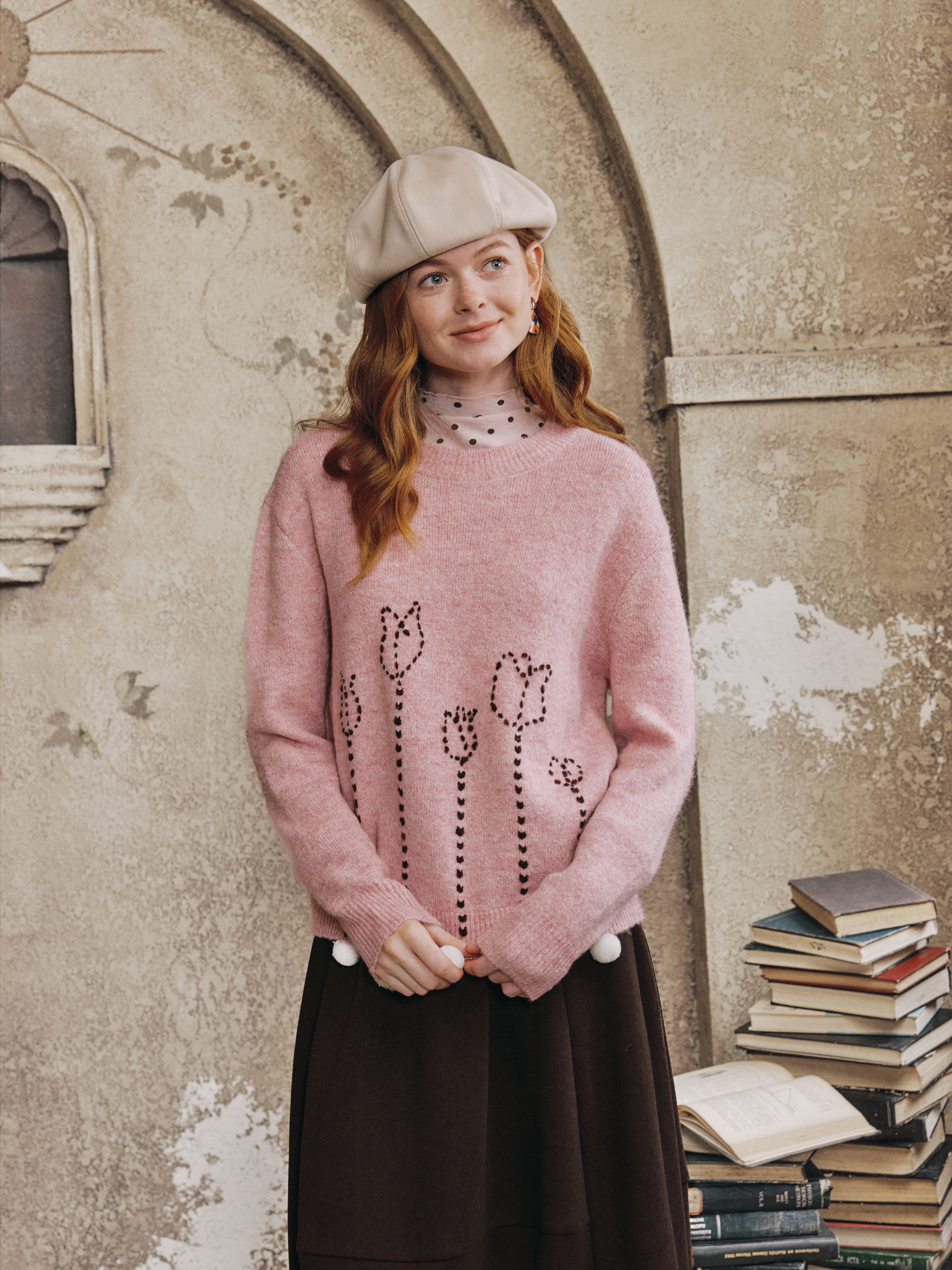 Sweet Pearl-Detail Sweater