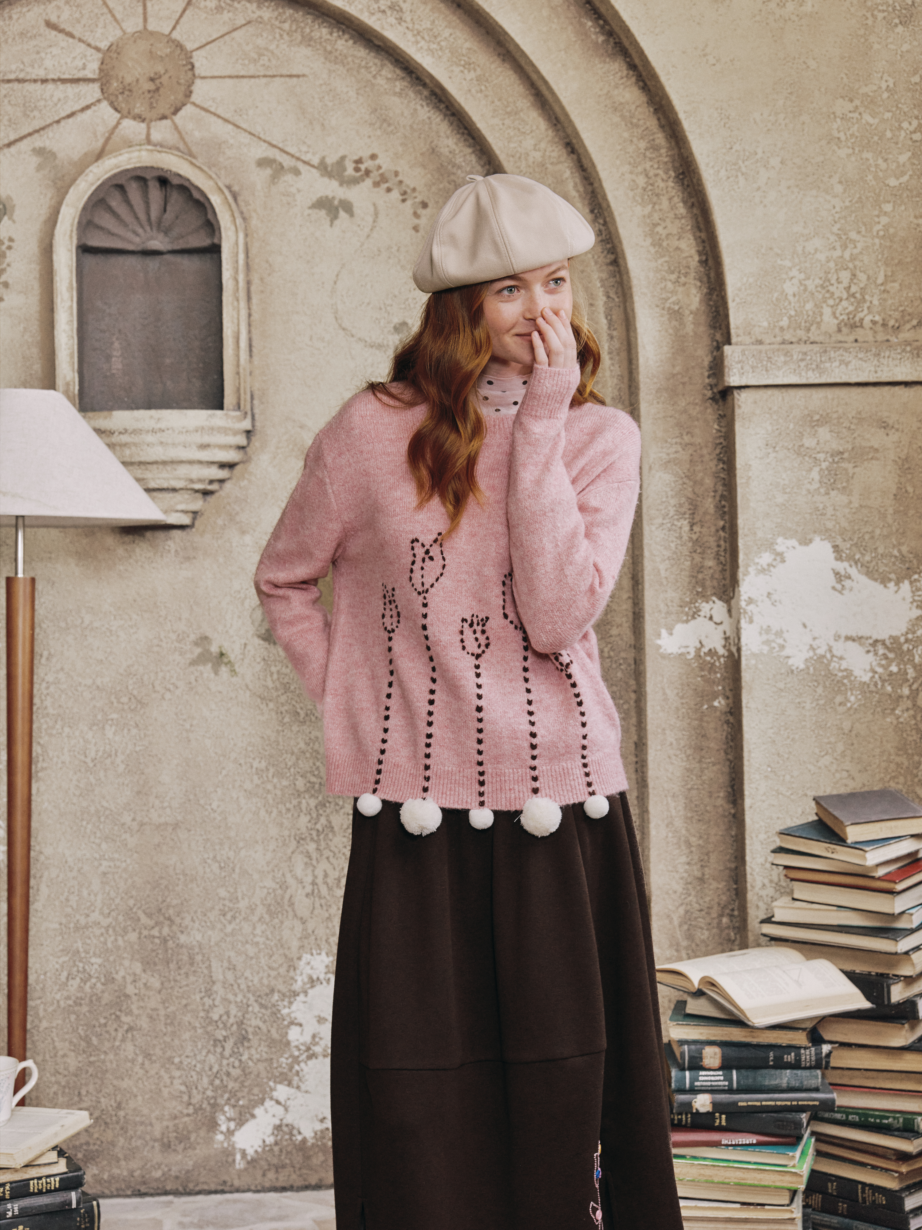 Sweet Pearl-Detail Sweater