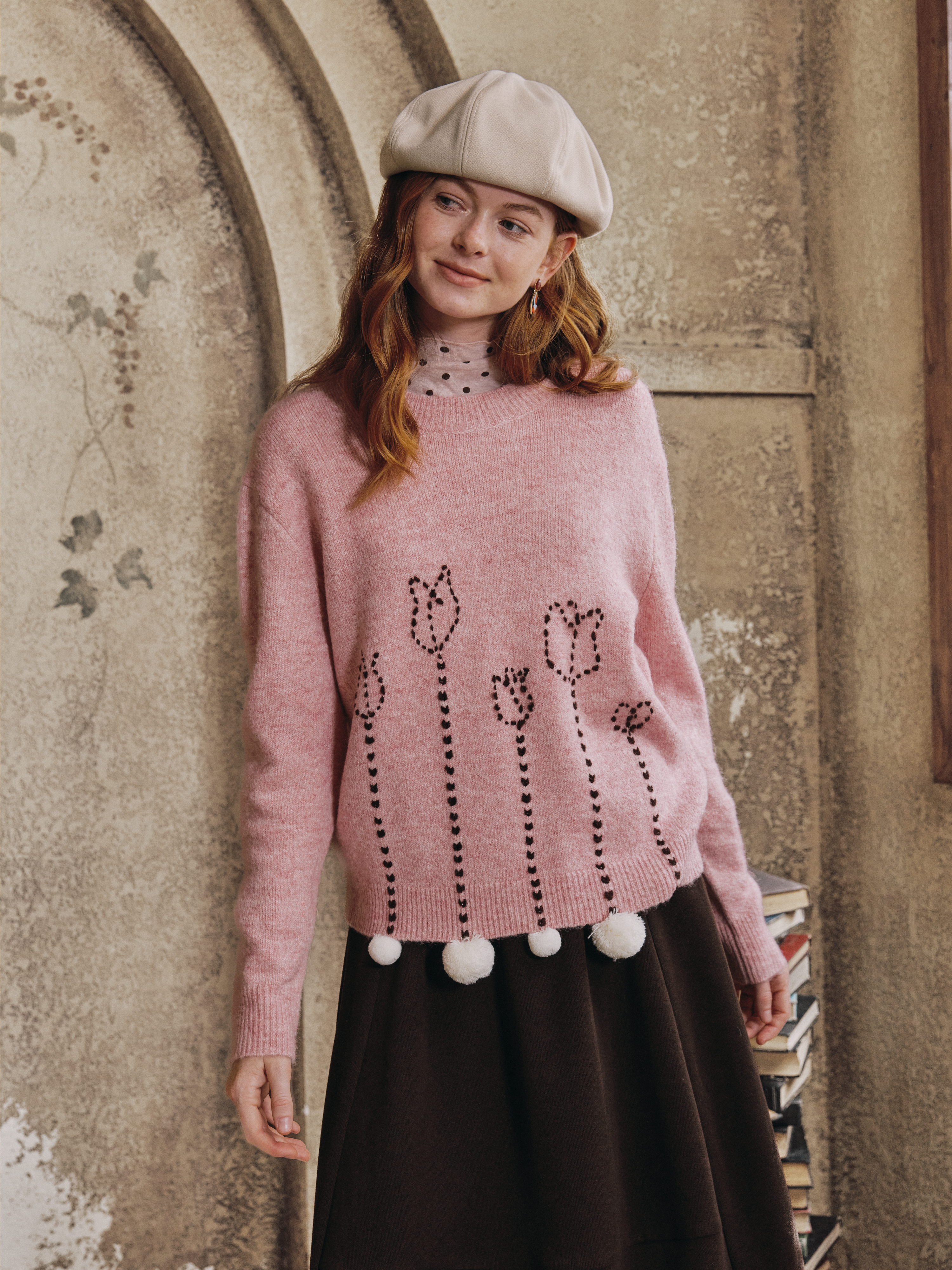 Sweet Pearl-Detail Sweater