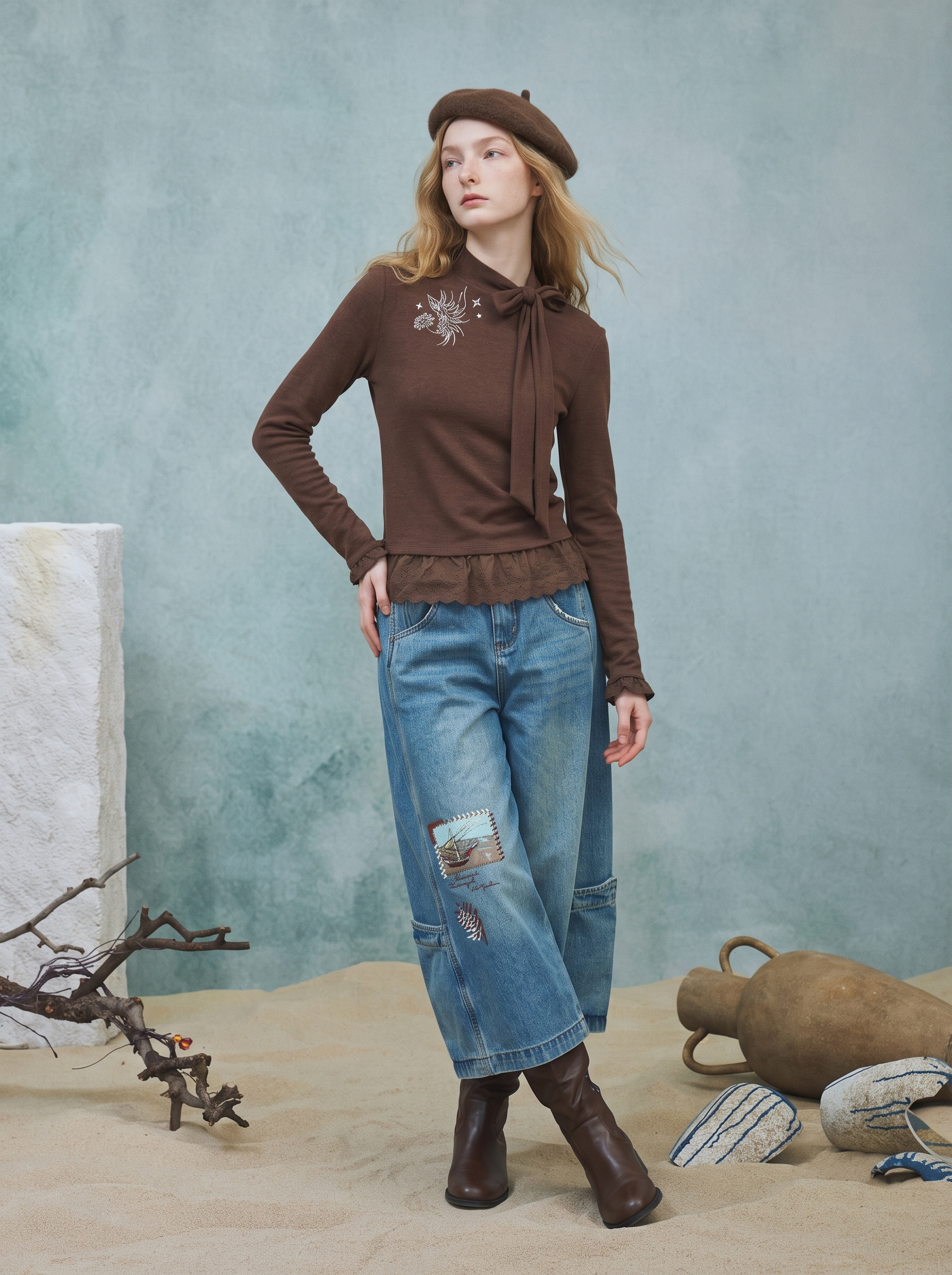 Vintage Tie-Neck T-Shirt