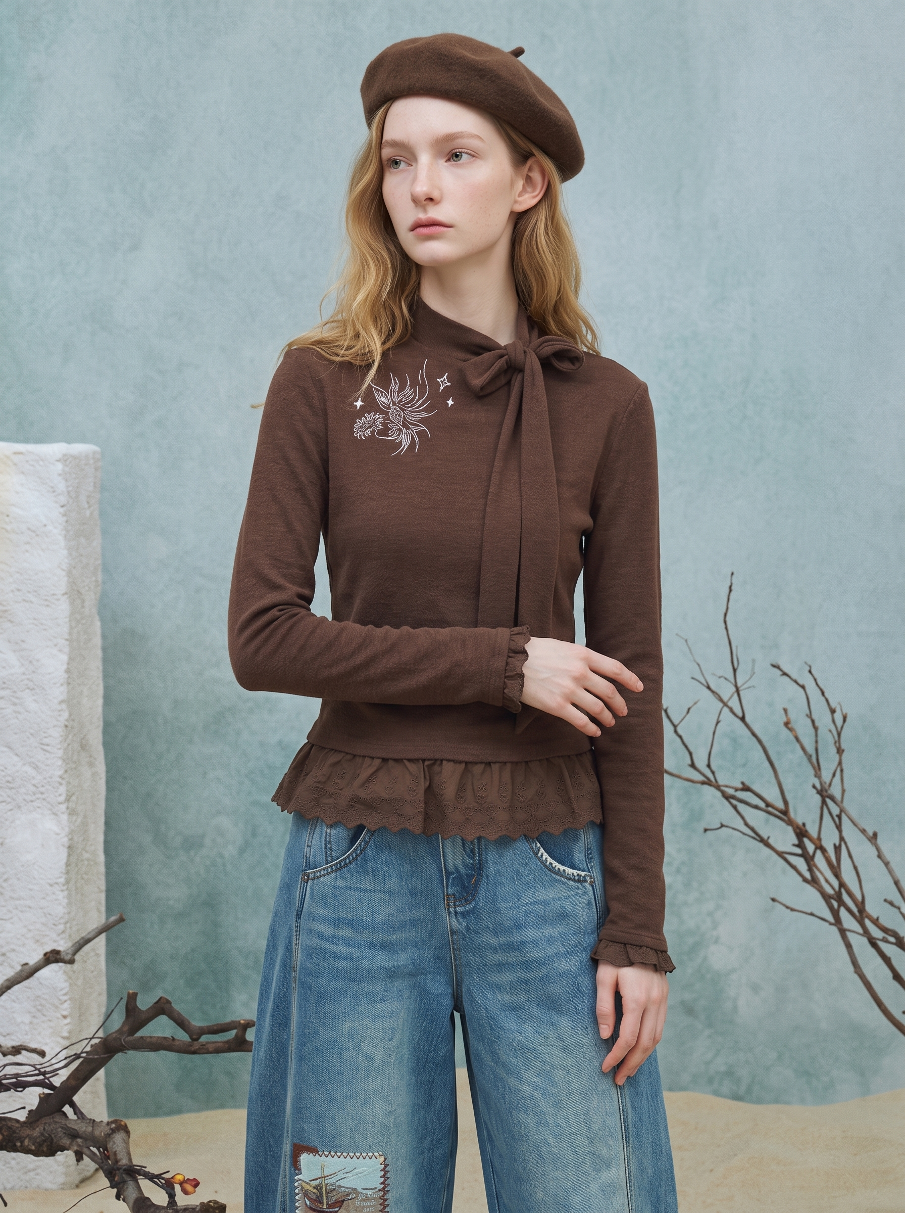 Vintage Tie-Neck T-Shirt